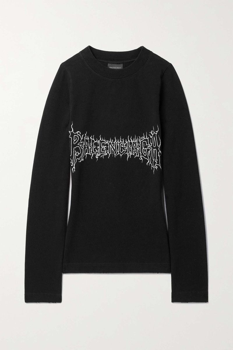 Balenciaga o1tr1nto1125 Darkwave Long Sleeve T-Shirt Fitted in Black Size M / US 6-8 / IT 42-44 - 1 Thumbnail