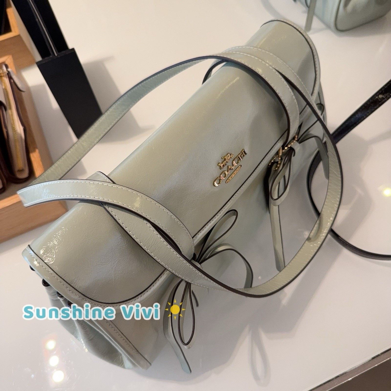 Coach NWT Coach Bridget Flap Shoulder Bag Bows CDY94 Pistachio Size ONE SIZE - 2 Thumbnail