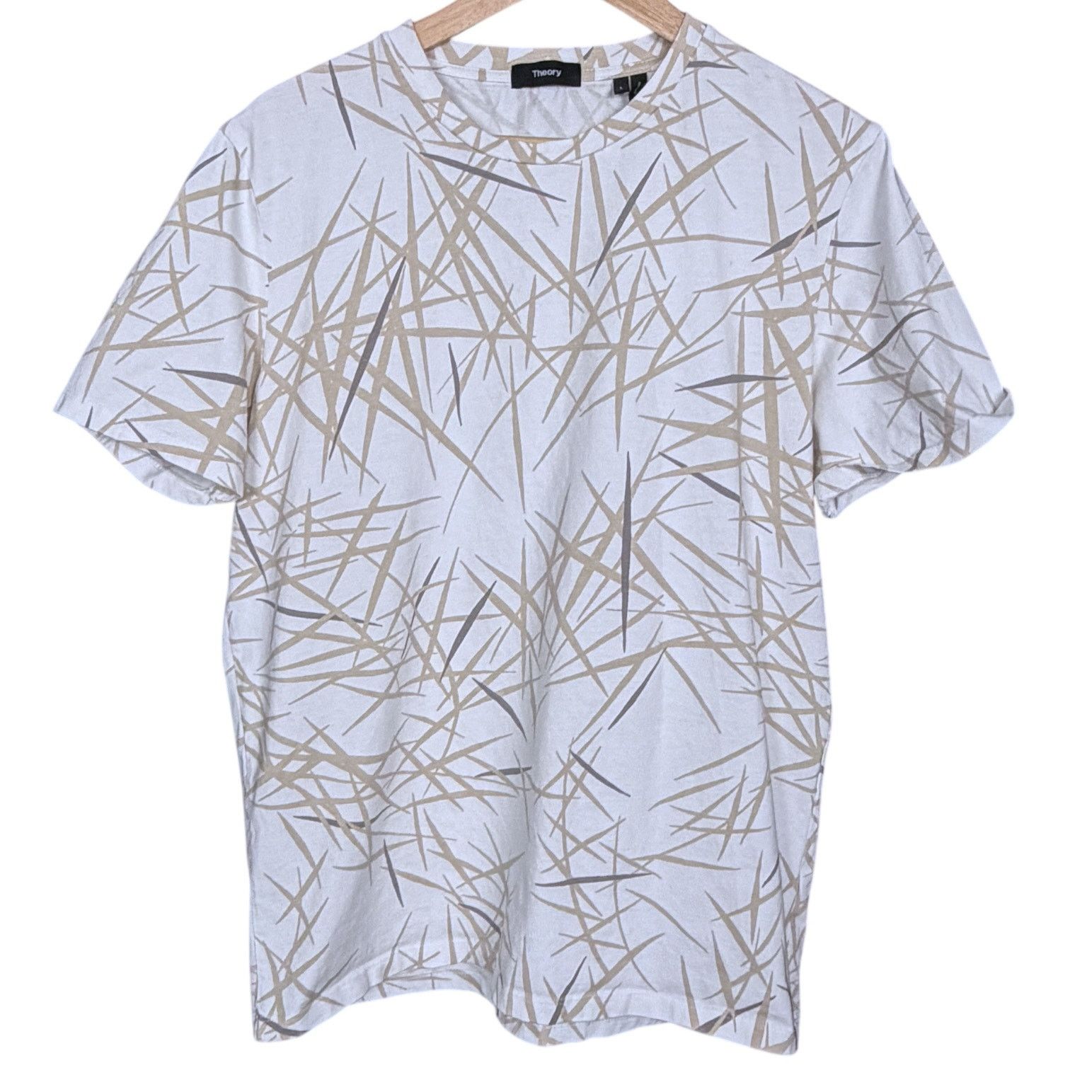 Theory Theory Shirt Men’s L White Tan SS T-Shirt Tropical Preppy Size US L / EU 52-54 / 3 - 6 Thumbnail