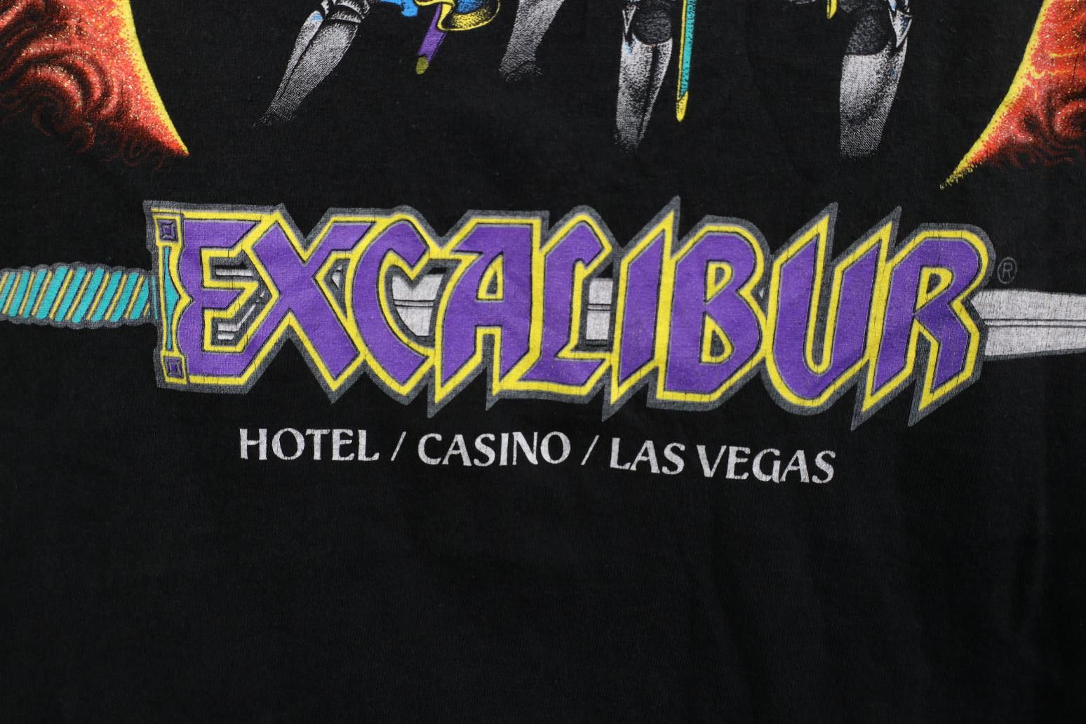 Vintage Vintage 90s Excalibur Casino Knight Sword Fight Fire T-Shirt Size US XL / EU 56 / 4 - 5 Thumbnail