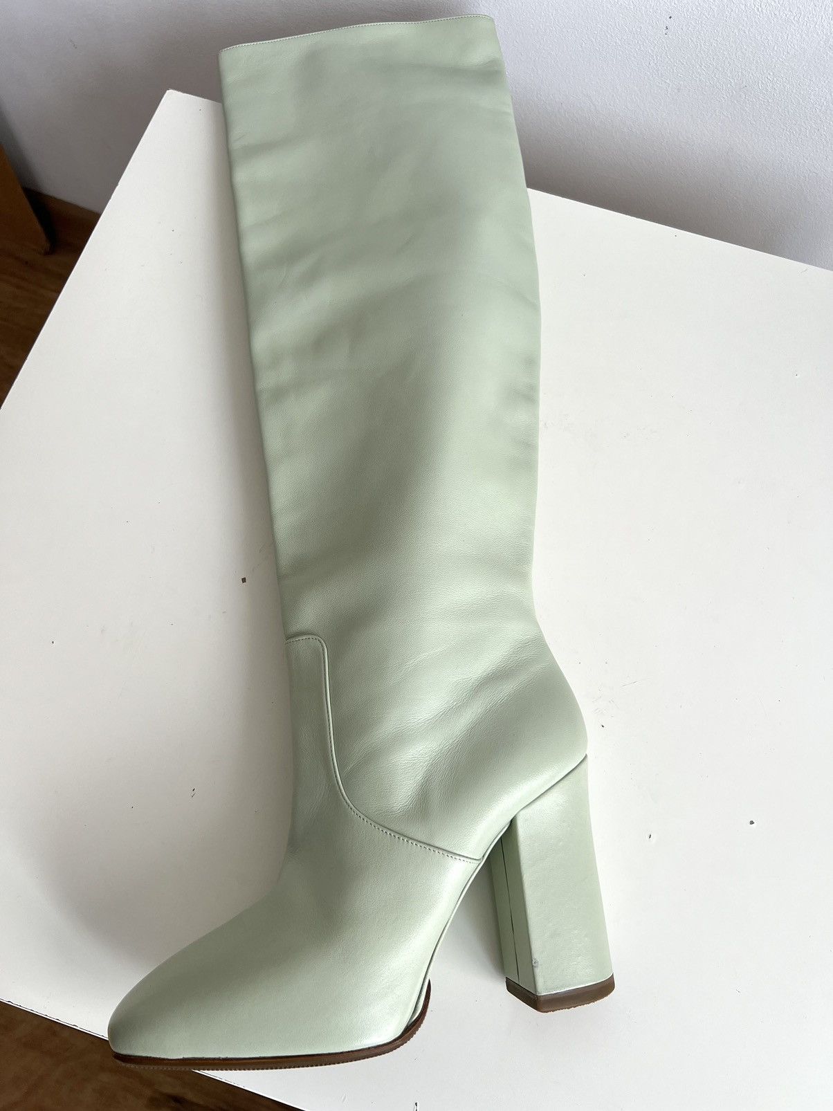 Dries Van Noten 🔥F/W20 Dries Van Noten Knee High Mint Calf Leather Boots Size US 9 / IT 39 - 11 Thumbnail