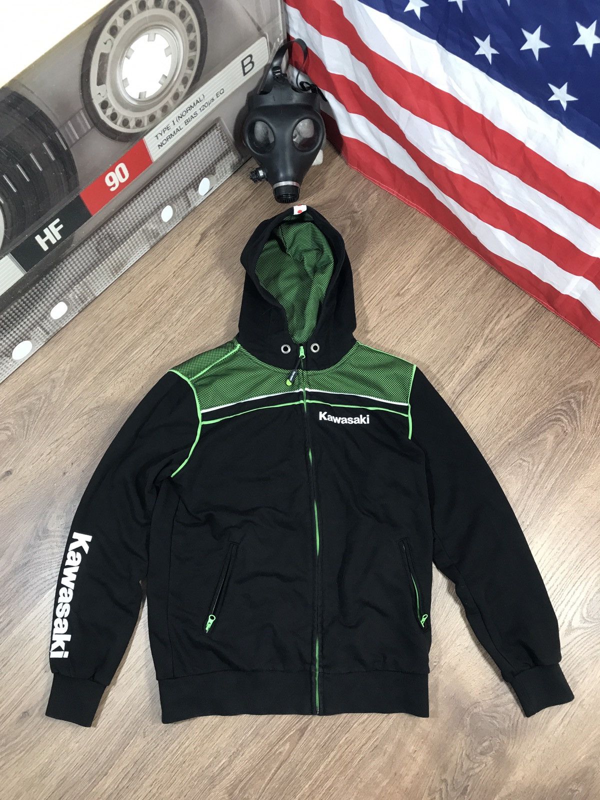Vintage Vintage Y2k Kawasaki 💚🖤 Zip Hoodie Size US L / EU 52-54 / 3 - 1 Thumbnail