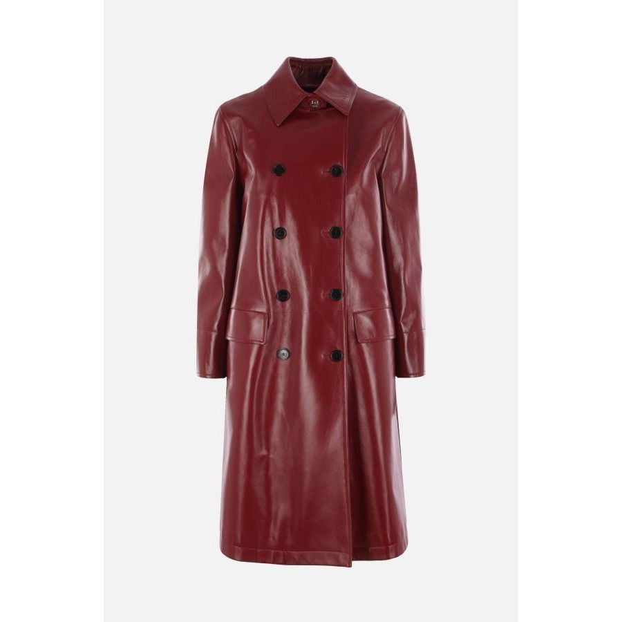 Gucci GUCCI Red Glossy Leather Double-Breasted Coat New & Authenti Size S / US 4 / IT 40 - 1 Thumbnail