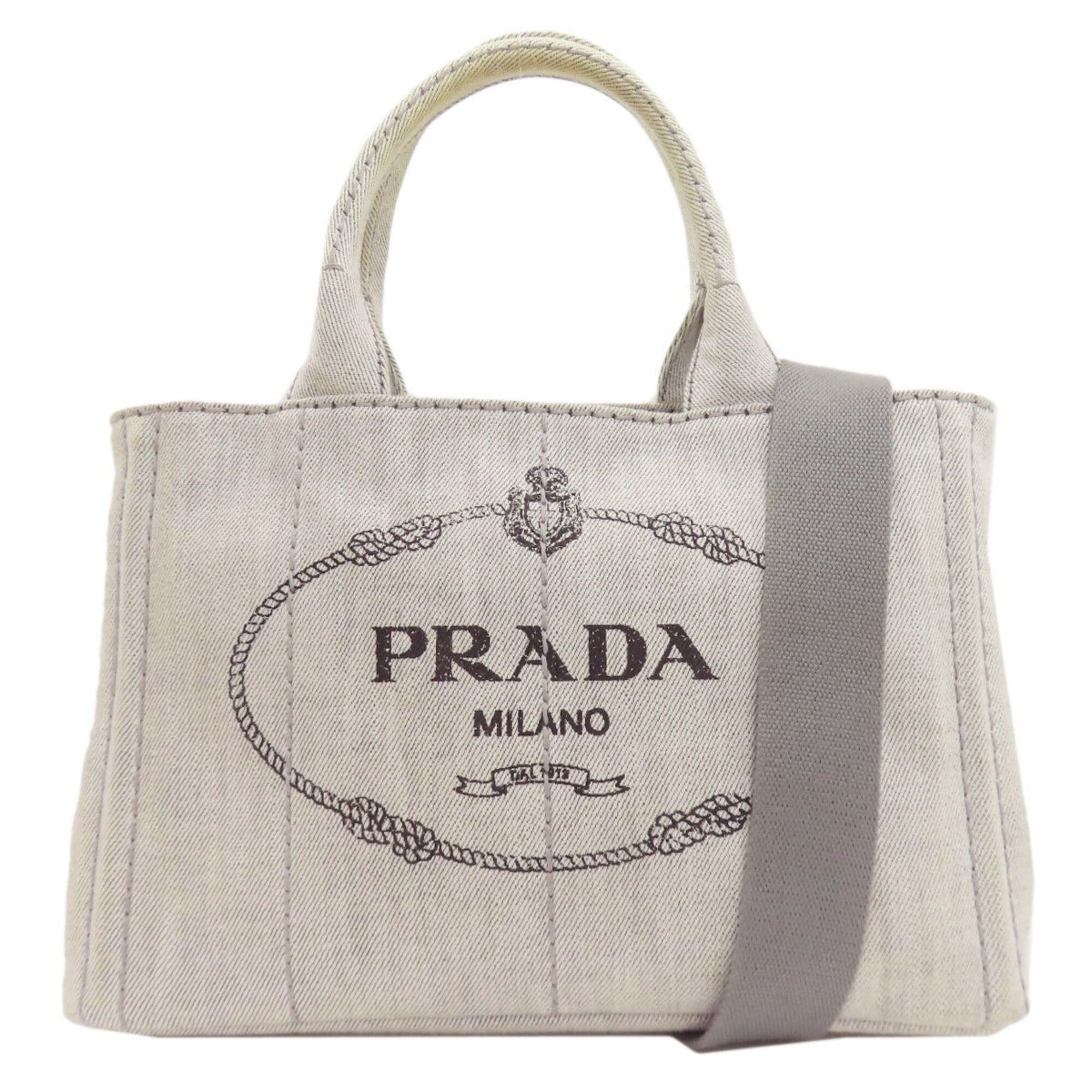 Prada Prada Canapa Mini 2-Way Handbag, Denim, Women's Size ONE SIZE - 1 Thumbnail