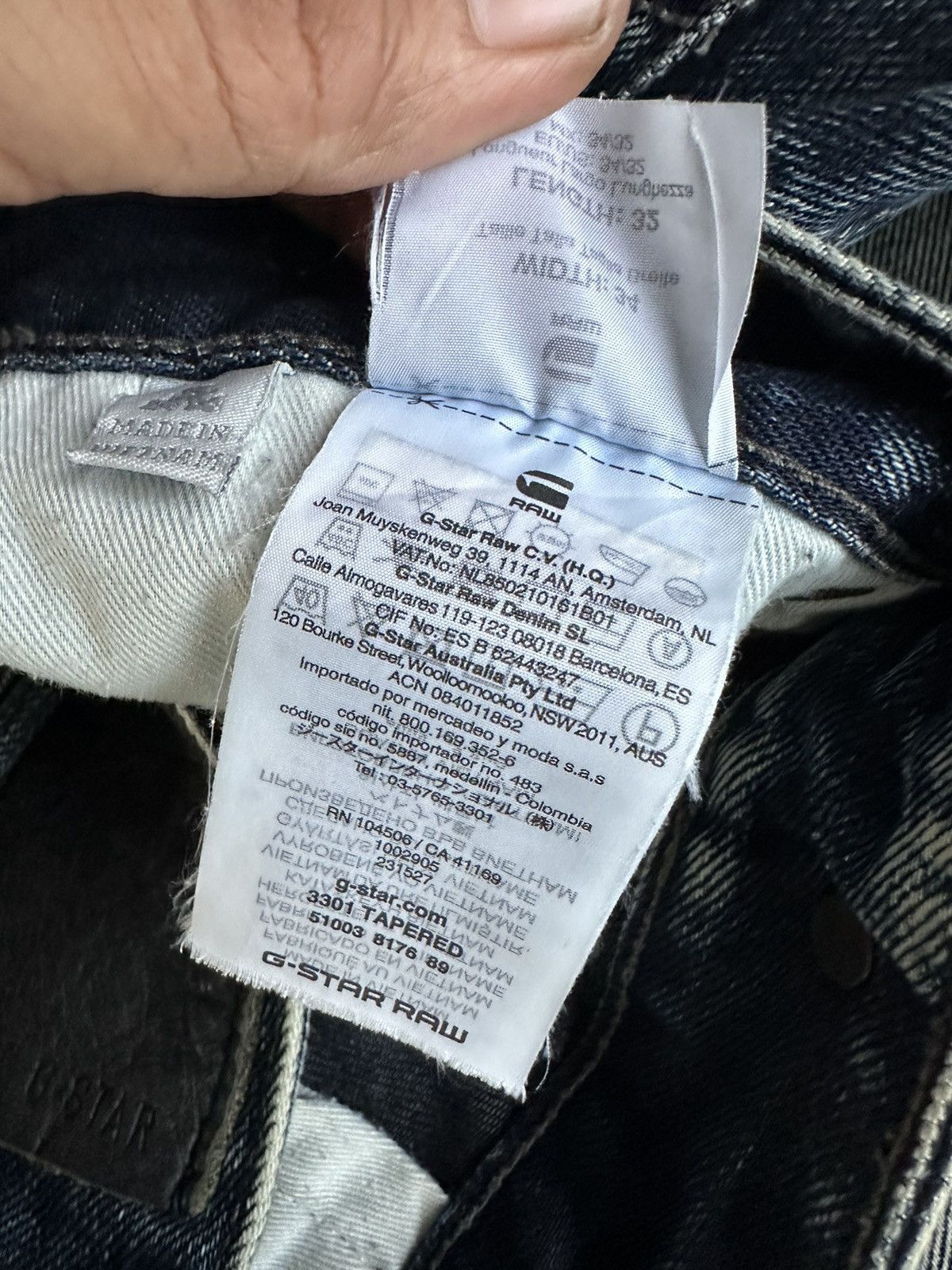 G-Star Y2k Gstar 3301 Tapered Black Wash Denim 34x32 D282 Size US 34 / EU 50 - 15 Thumbnail