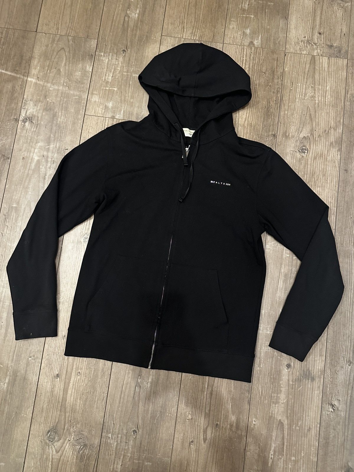 1017 ALYX 9SM Black Studded Logo Embossed Cotton Zipped