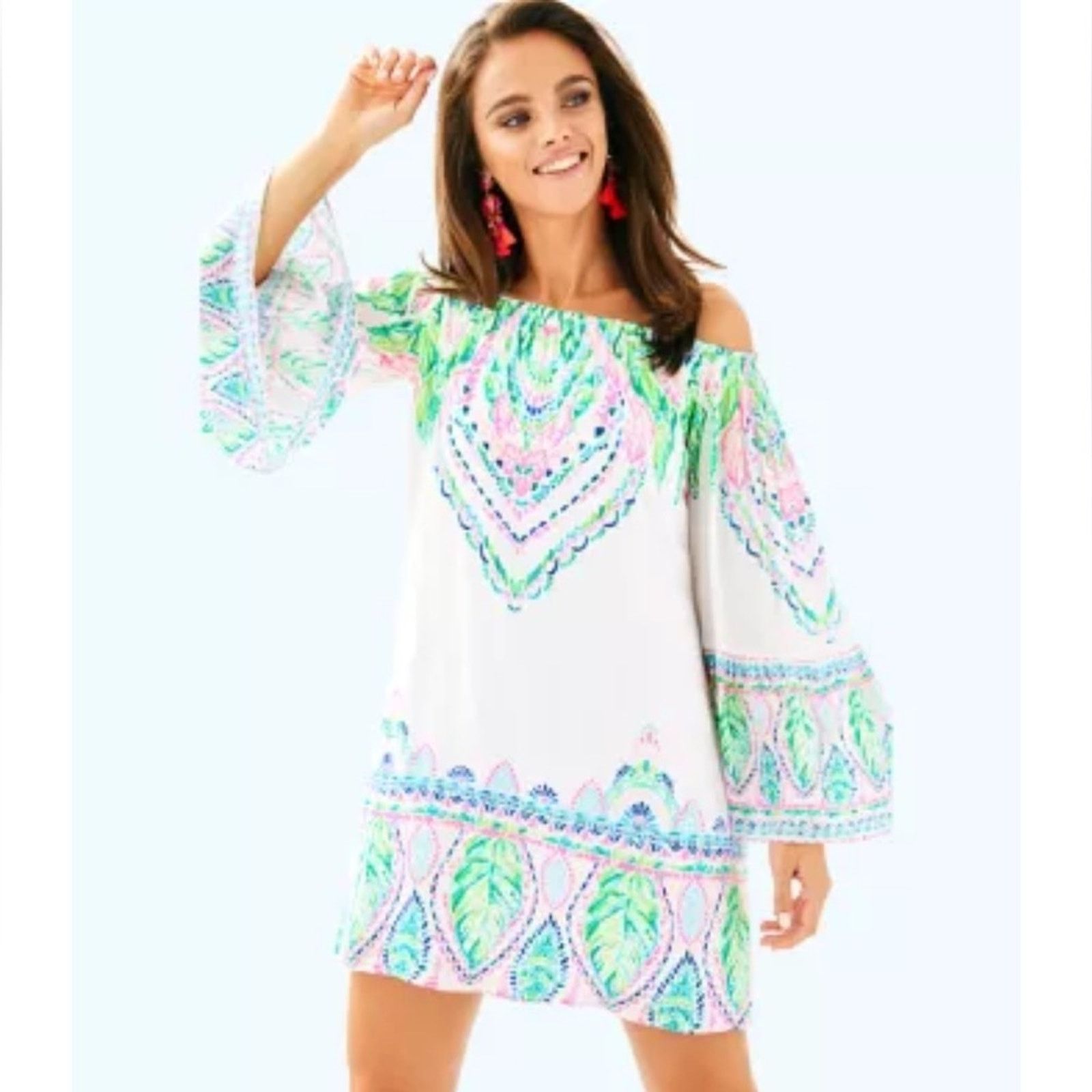 Lilly Pulitzer Lilly Pulitzer Nevie Off the Shoulder Dress Size XS Size XS / US 0-2 / IT 36-38 - 1 Thumbnail