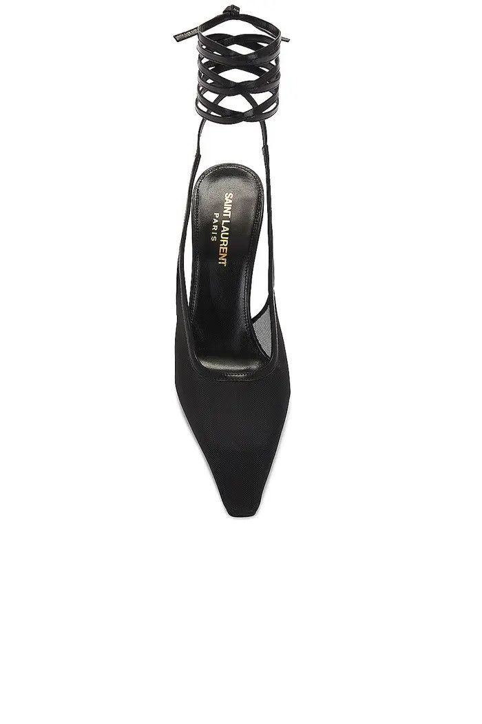 Saint Laurent Paris o1b1hav111025 776291 OXALIS Slingback Pumps in Mesh in Black Size US 10.5 / IT 40.5 - 4 Thumbnail