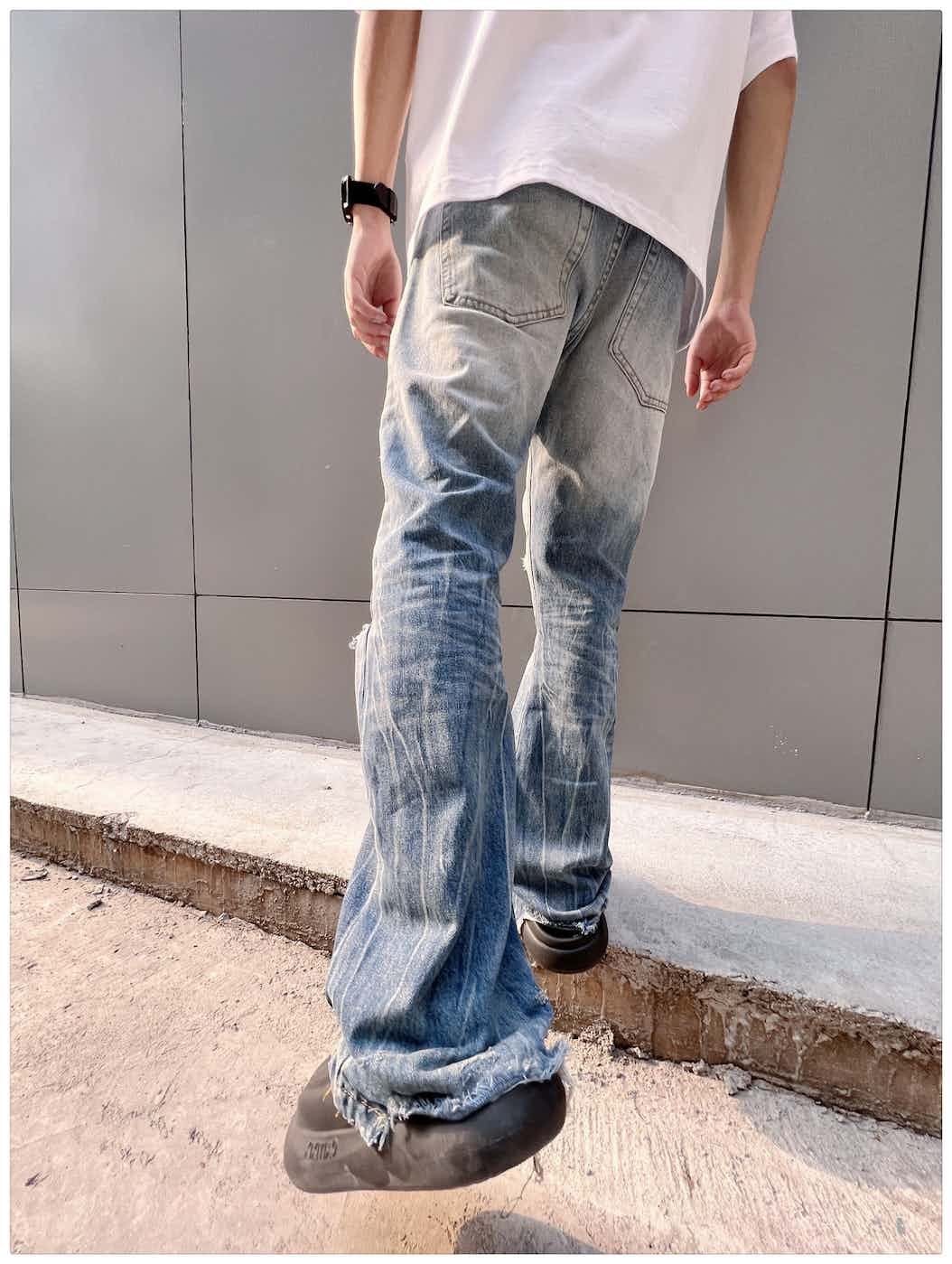 faded punk bootcut damaged jeans