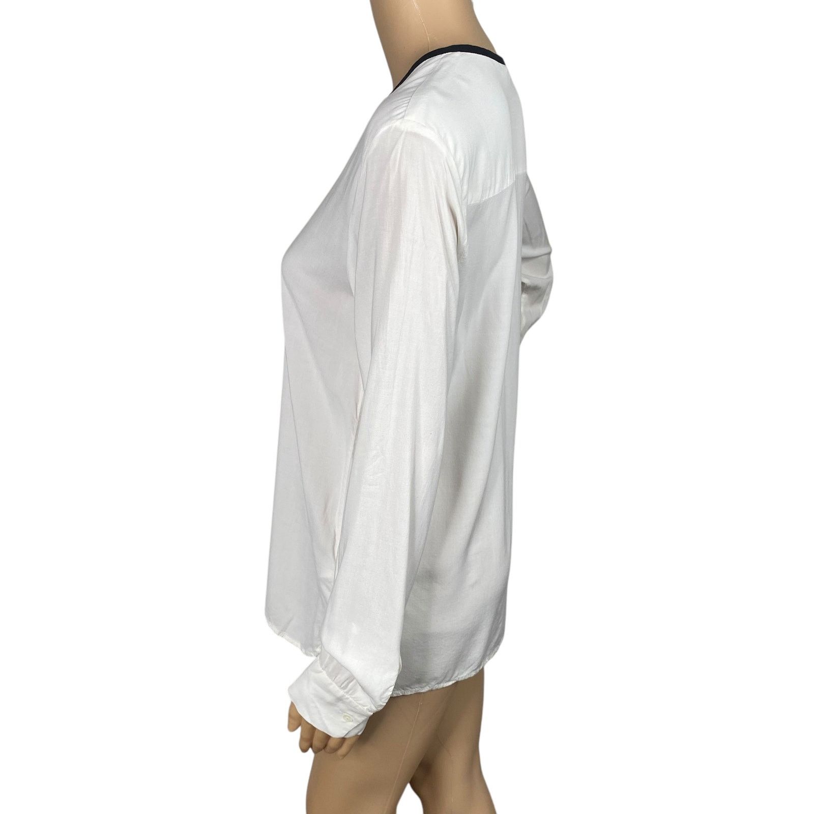 James Perse James Perse White Black Trim Collar Button Down Shirt SZ M Size M / US 6-8 / IT 42-44 - 5 Thumbnail