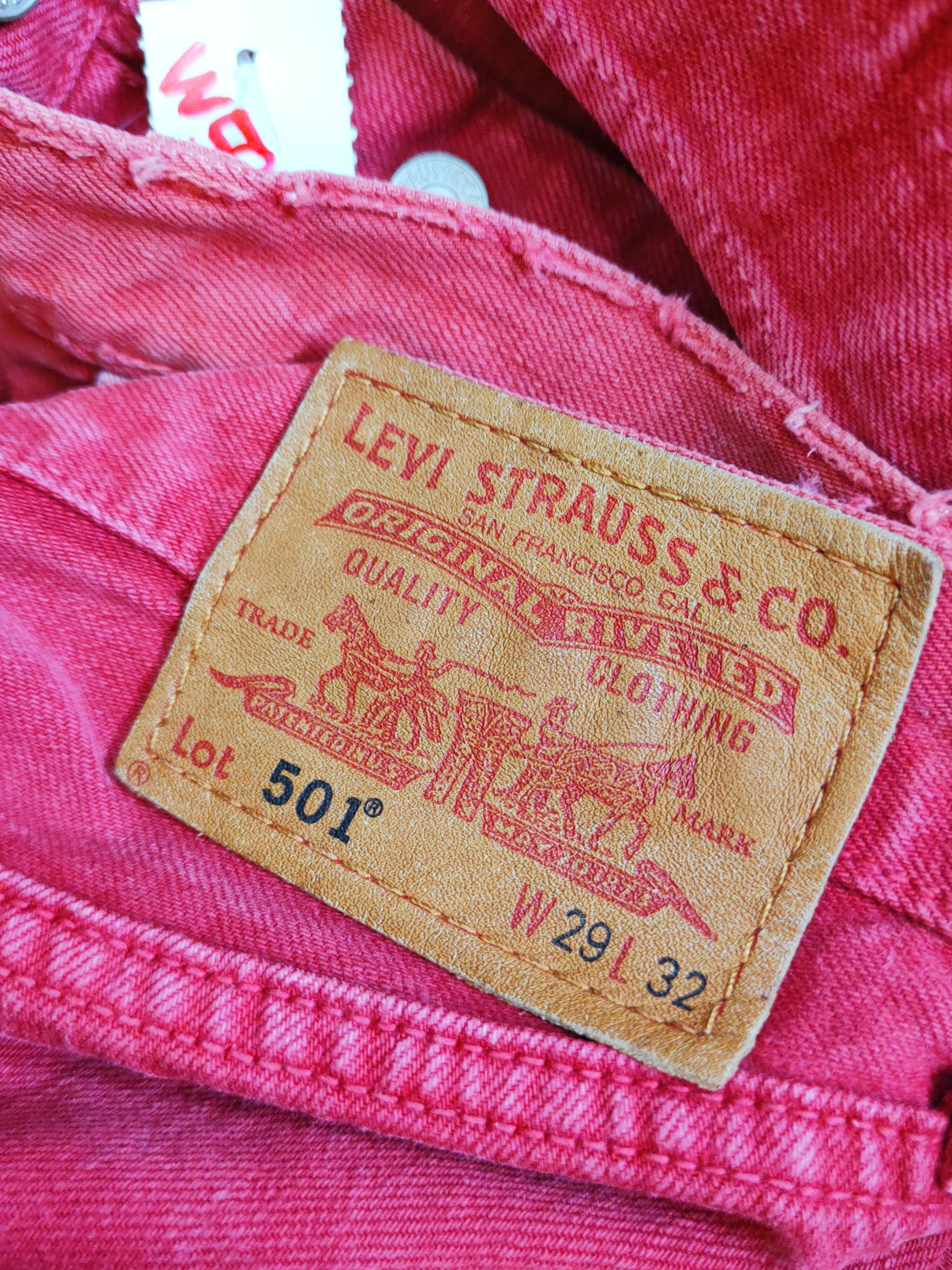 Levi's 501 Levi's Red Distressed Ripped denim #W505 Size US 29 - 14 Thumbnail