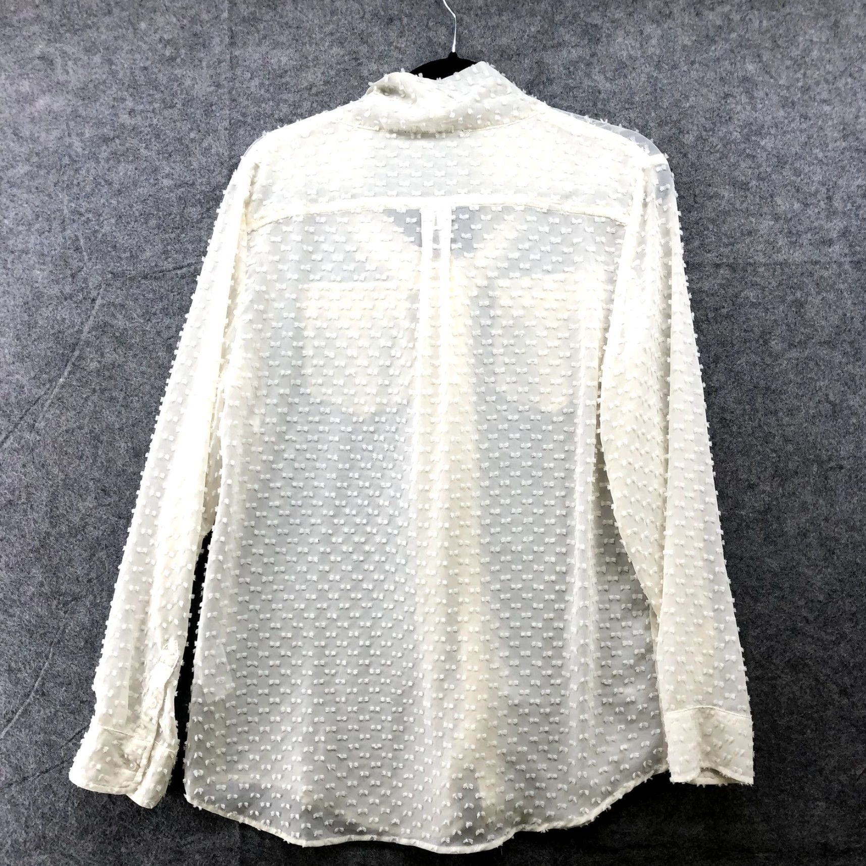 Banana Republic Banana Republic Blouse Women's M Ivory Chiffon Swiss Dot Tie Neck Long Sleeve Button Down Casual Workwear Formal Office Size M / US 6-8 / IT 42-44 - 2 Thumbnail