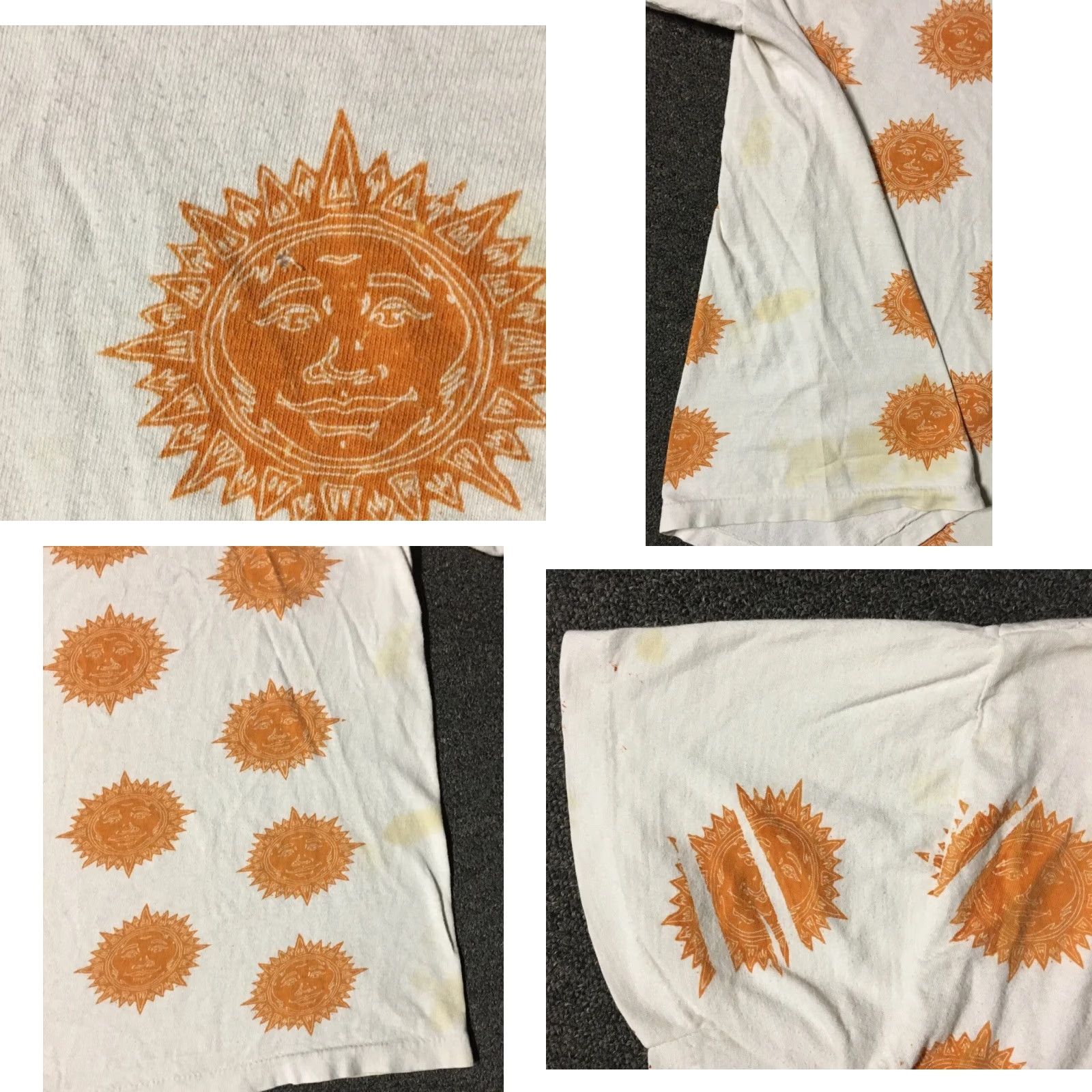 Moonstar VINTAGE All Over Print Shirt M L White 80s Sun Faded Distressed AOP Single Stitch Eclipse 90s Grunge Beach Surf Rock USA Mens Shirt Size US M / EU 48-50 / 2 - 8 Thumbnail