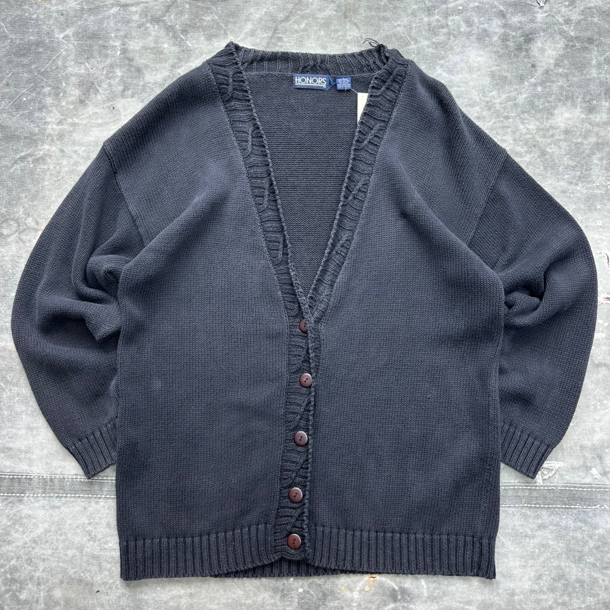 Vintage Vintage Black Knit Cardigan Sweater Honors Size US L / EU 52-54 / 3 - 1 Thumbnail