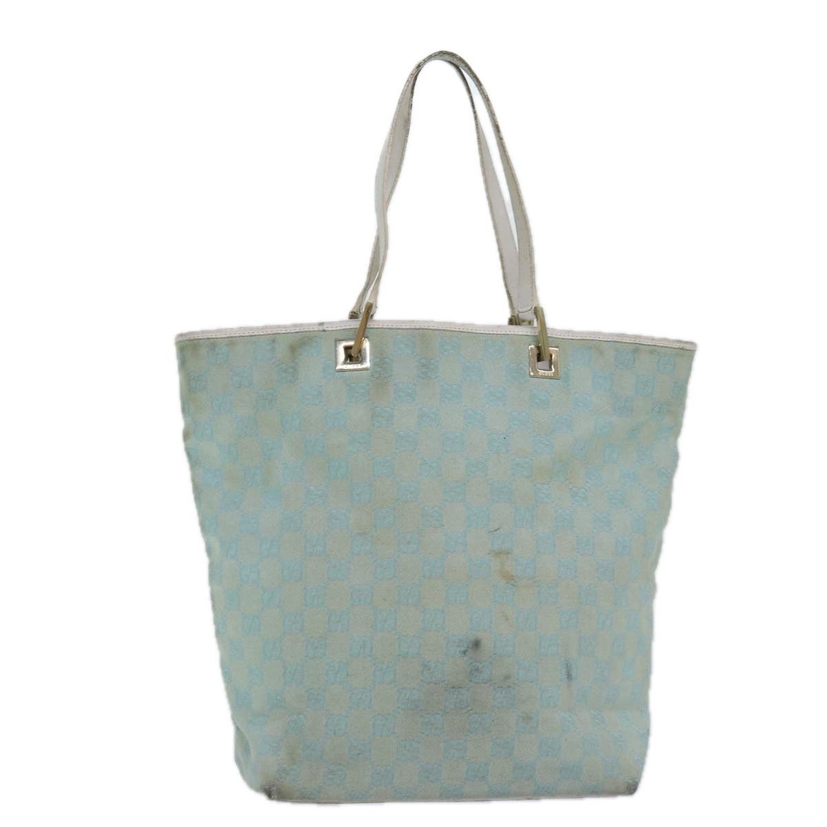 Gucci GUCCI GG Canvas Tote Bag Light Blue White Gold 002 002 Size ONE SIZE - 1 Thumbnail