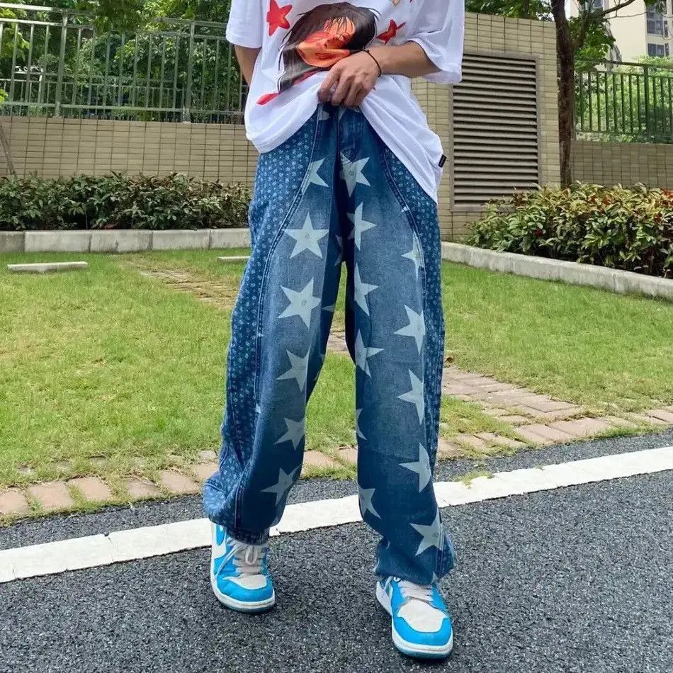 Japanese Brand Star Graphic Baggy Jeans y2k Size US 34 / EU 50 - 2 Thumbnail