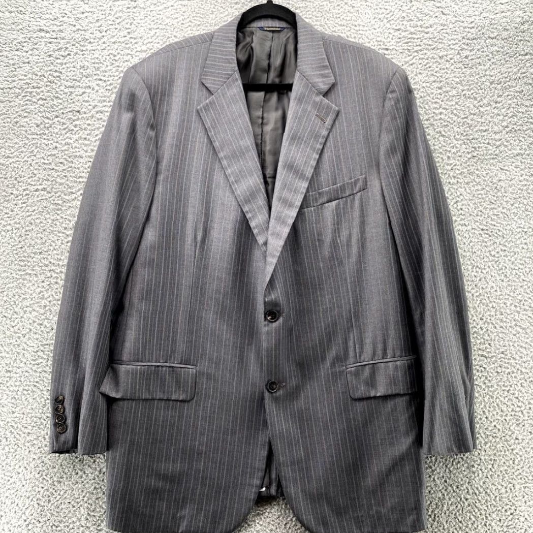 Brooks Brothers Brooks Brothers Blazer Men 46L Gray Pinstripe Hand Tailored Wool Corpcore Size 46R - 3 Thumbnail