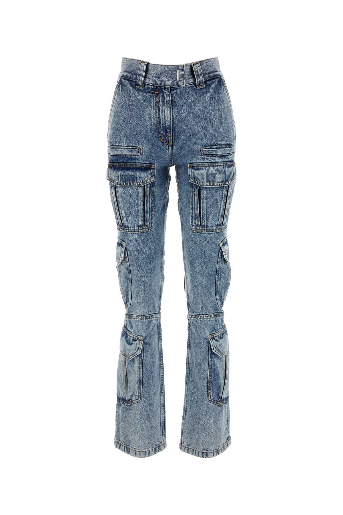 image of Givenchy Denim Cargo Jeans in Blue, Women's (Size 26)
