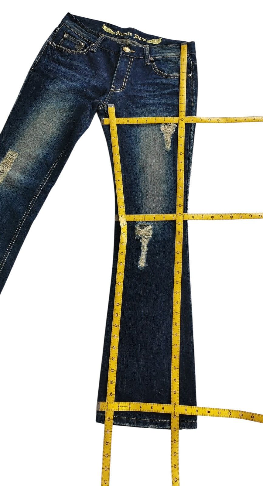 Japanese Brand Gennaro Italia Distressed Flare Denim, Kapital Inspired Size US 31 - 15 Thumbnail