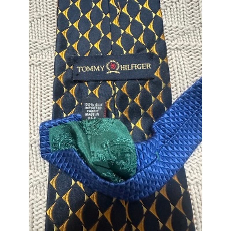 Tommy Hilfiger Tommy Hilfiger navy and gold silk tie Size ONE SIZE - 2 Thumbnail