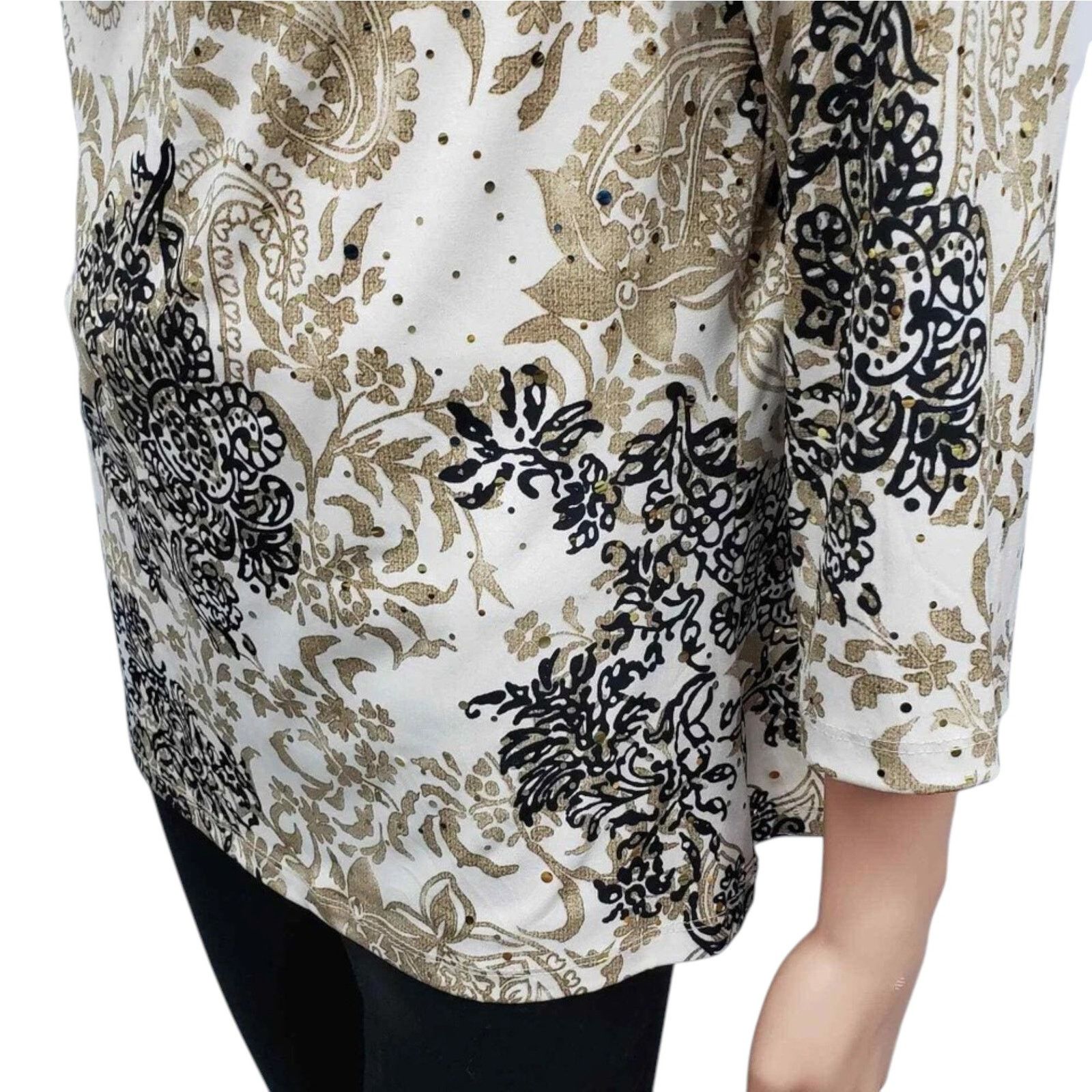 Vintage AGB Draped Neck w Necklace Attached Top Gold Sparkle L Size L / US 10 / IT 46 - 6 Thumbnail
