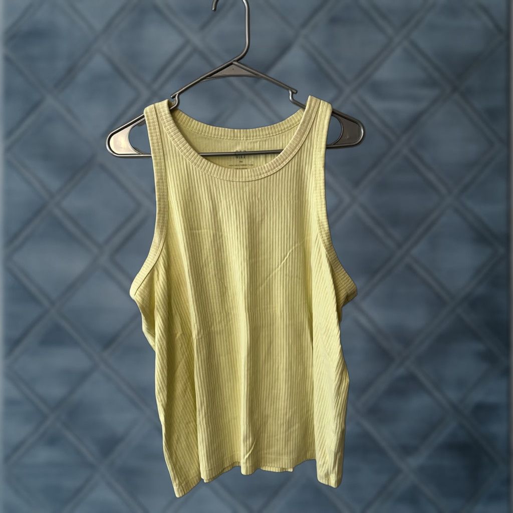 Gap Gap Tank Womens 2XL Yellow Ribbed High Neck Sleeveless Lightweight Casual Size XXL / US 16-18 / IT 52-54 - 1 Thumbnail
