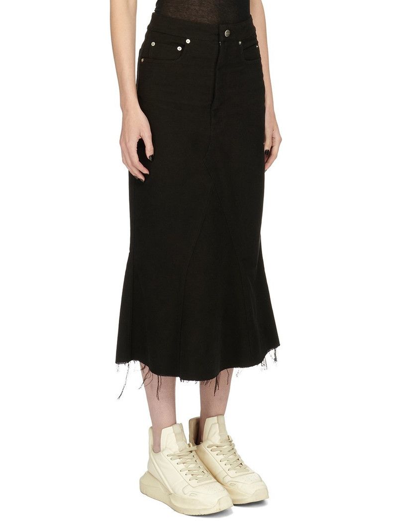Rick Owens o1y0126 Midi Skirt in Black Size 28" / US 6 / IT 42 - 2 Thumbnail