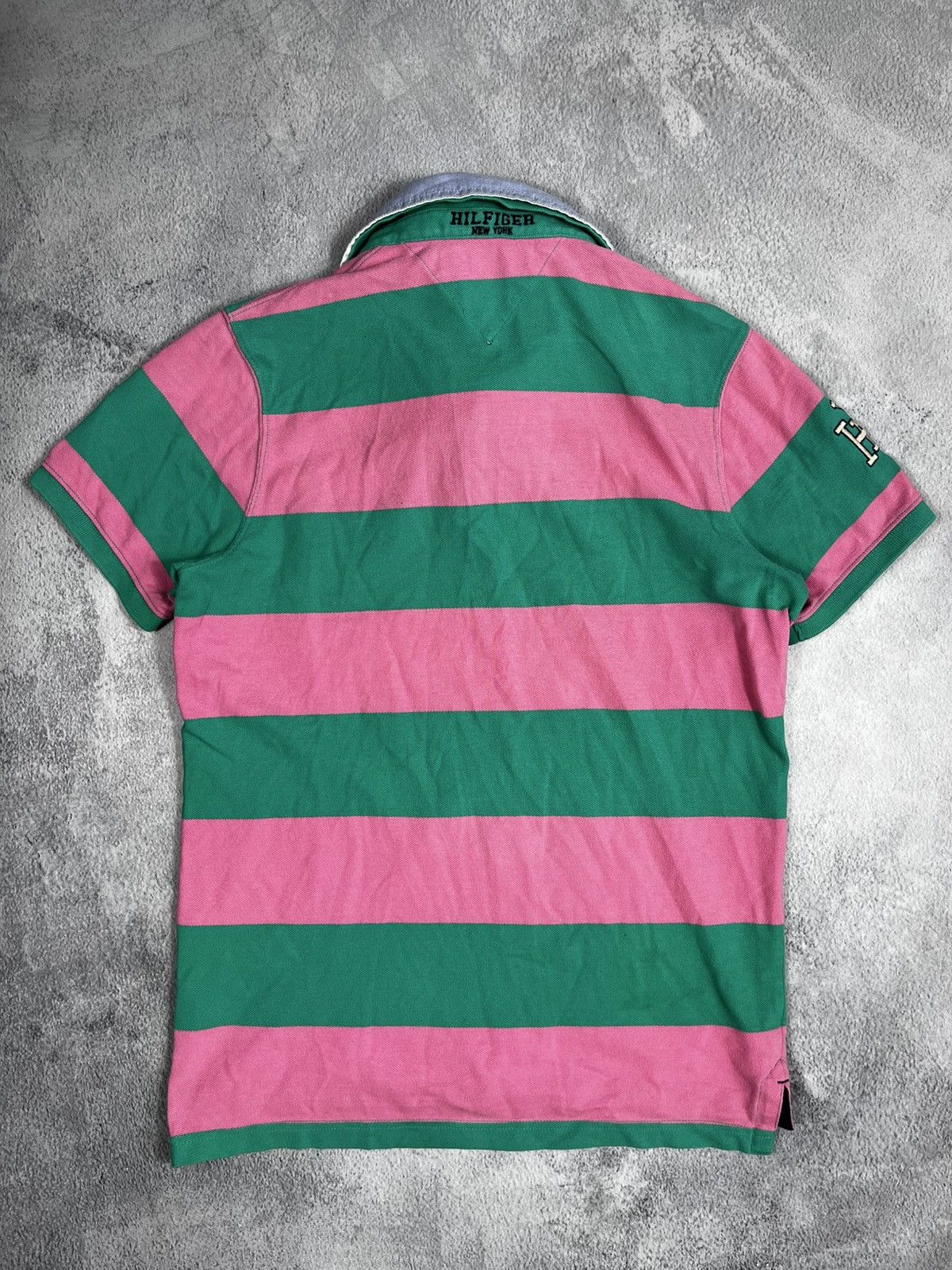 Tommy Hilfiger Vintage Y2K Tommy Hilfiger NY big logo striped 1/4 polo tee Size US M / EU 48-50 / 2 - 7 Thumbnail
