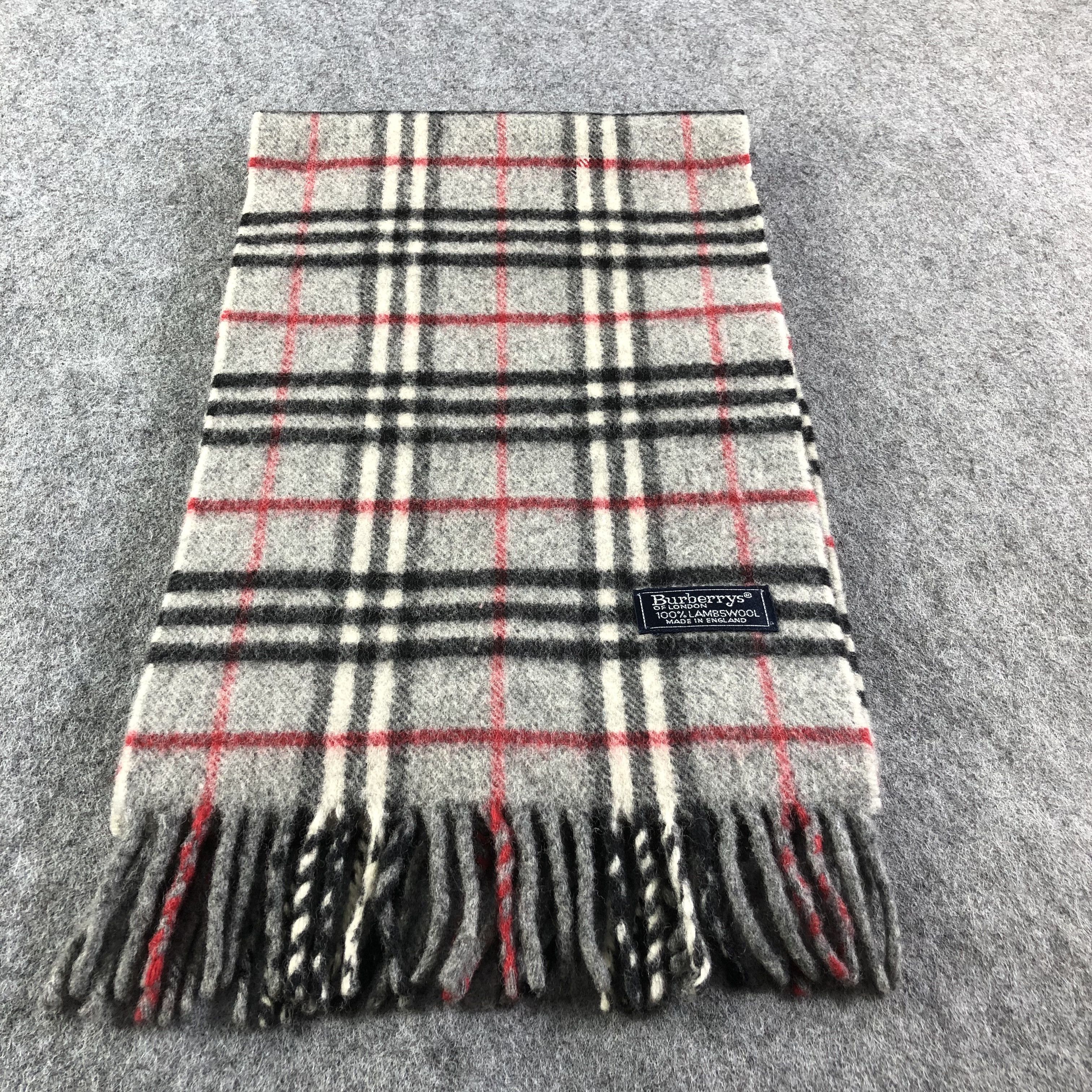 Burberry Burberrys Grey Nova Check Wool Scarf Muffler V1620 Size ONE SIZE - 2 Thumbnail