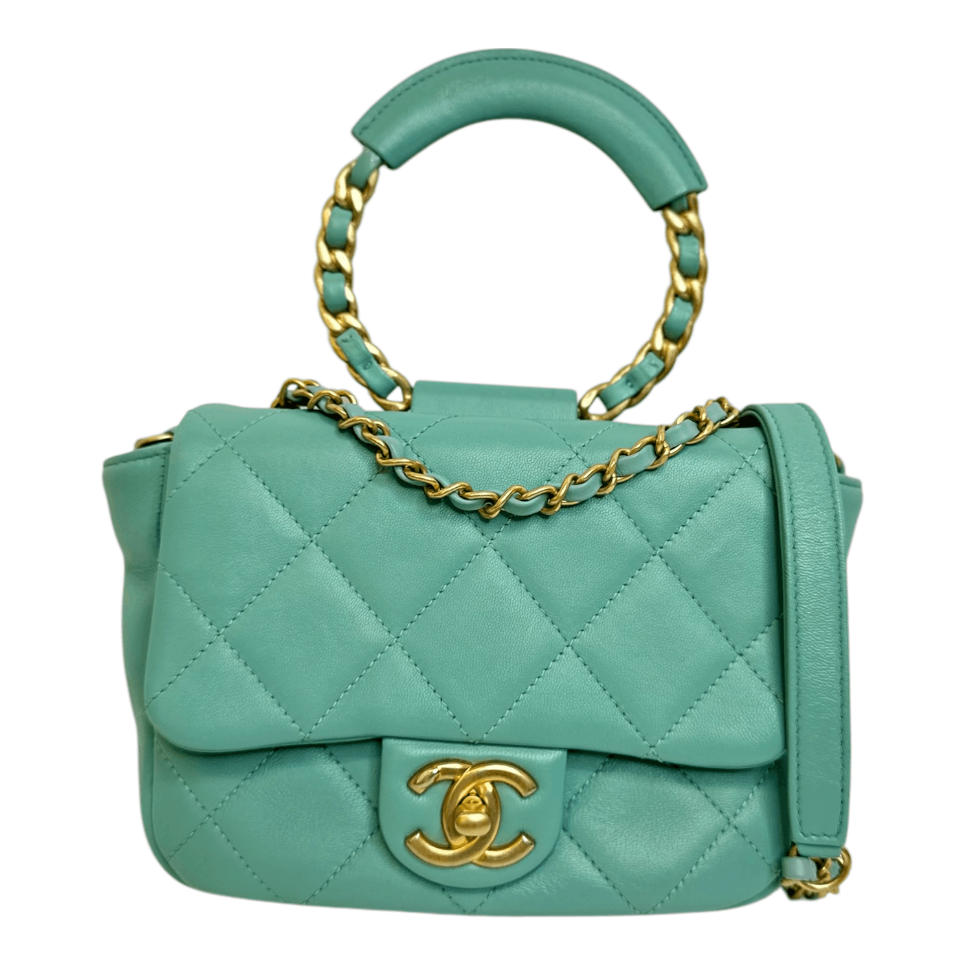Chanel Chanel Lambskin Quilted Small Circular Handle Bag Size ONE SIZE - 1 Thumbnail