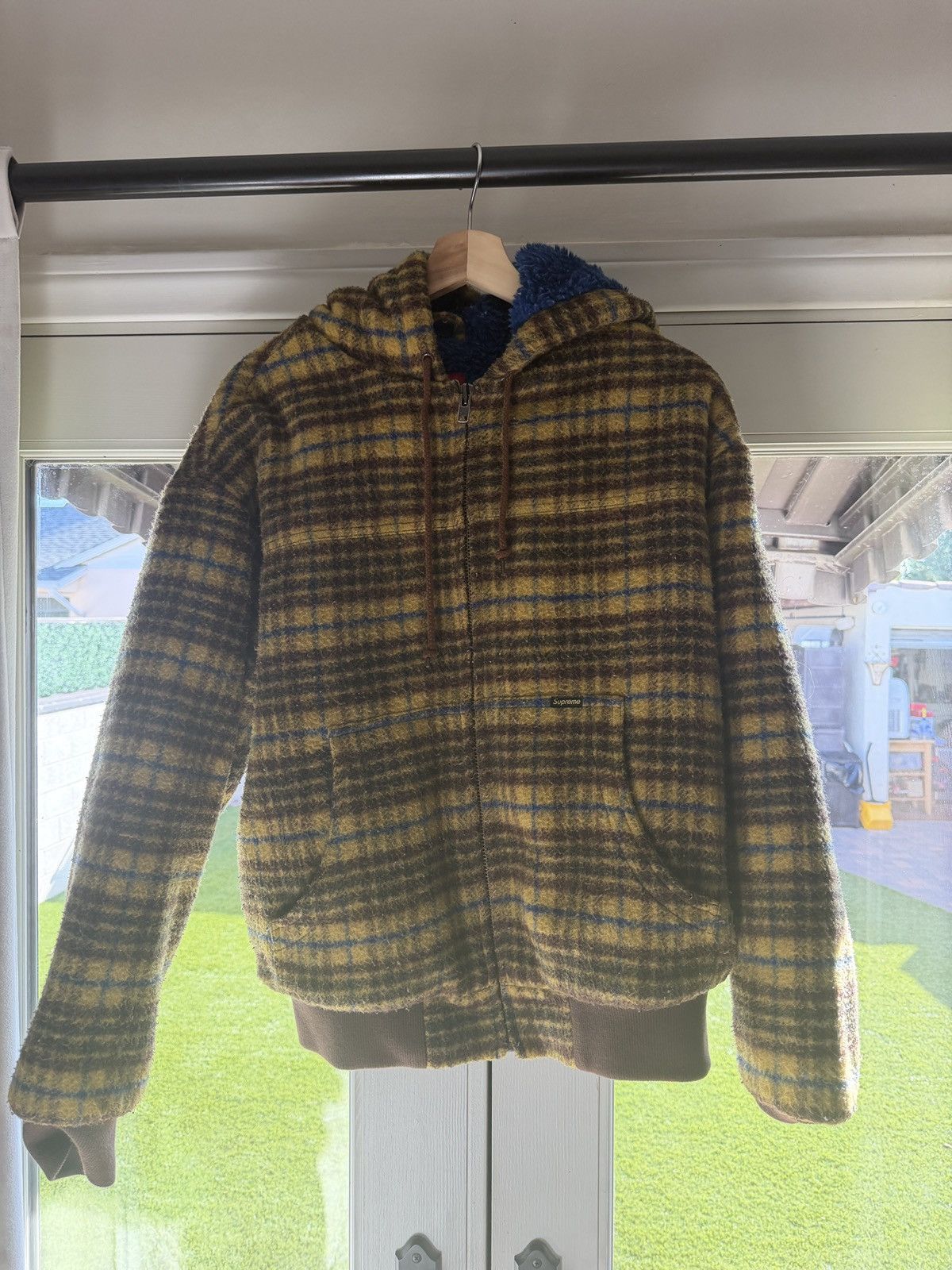 Supreme 2023 Supreme Plaid Wool Hooded Work Jacket Brown Size US S / EU 44-46 / 1 - 2 Thumbnail