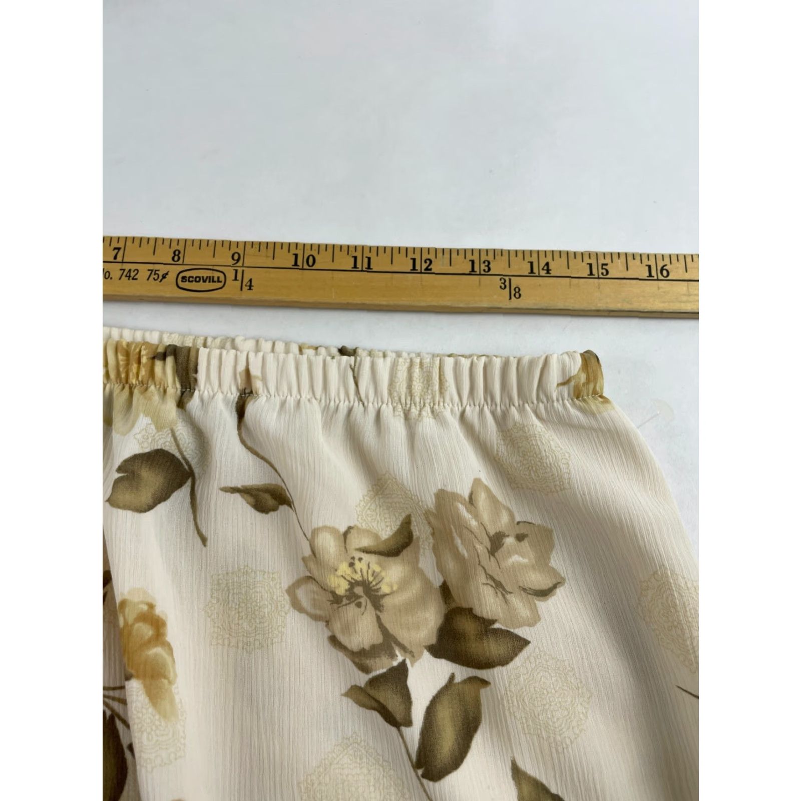 Vintage Laura Scott Skirt Womens Medium Brown Floral Maxi A-line Long Cream Tan Modern Fall Spring Summer Size 32" / US 10 / IT 46 - 4 Thumbnail
