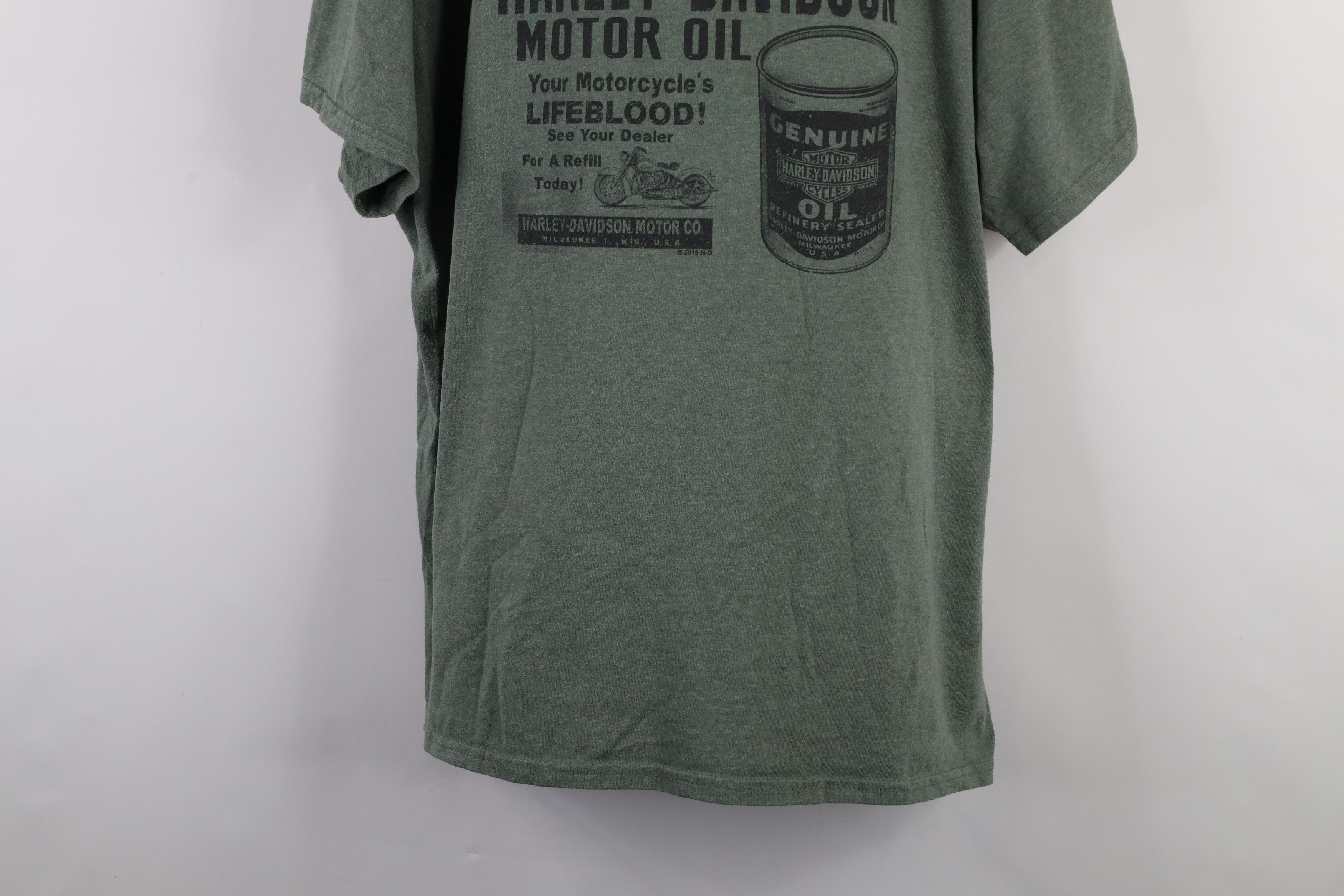 Harley Davidson × Vintage Vintage Y2K Harley Davidson Spell Motor Oil T-Shirt Green Size US XXL / EU 58 / 5 - 3 Thumbnail