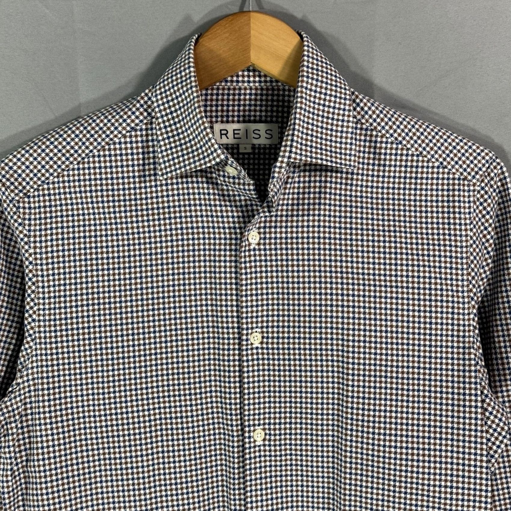 Reiss Reiss Shirt Mens Small Gingham Check Button Up Long Sleeve Casual Dress Shirt Size US S / EU 44-46 / 1 - 3 Thumbnail