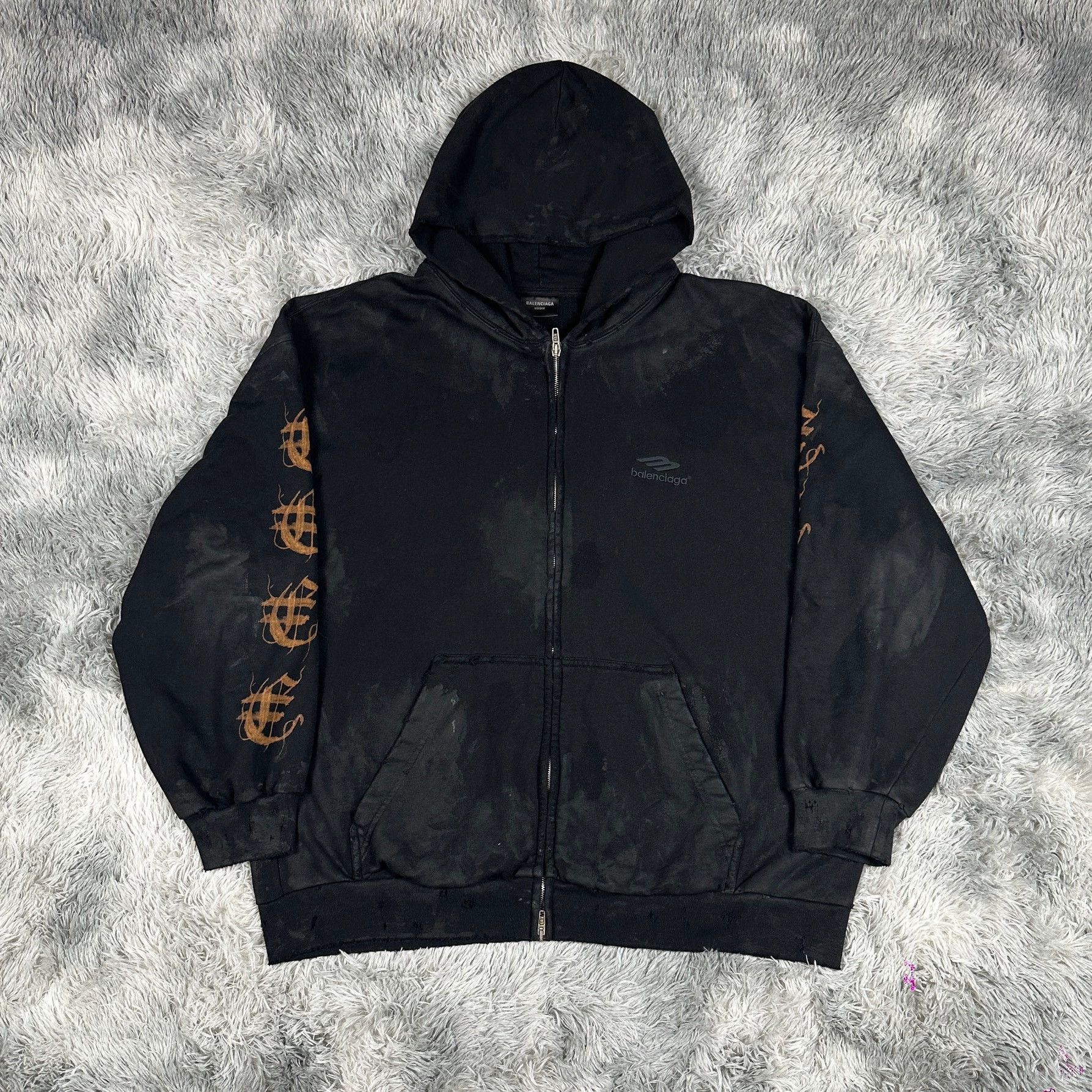 Balenciaga balenciaga logo zip-up hoodie in unique color Size US XL / EU 56 / 4 - 1 Thumbnail