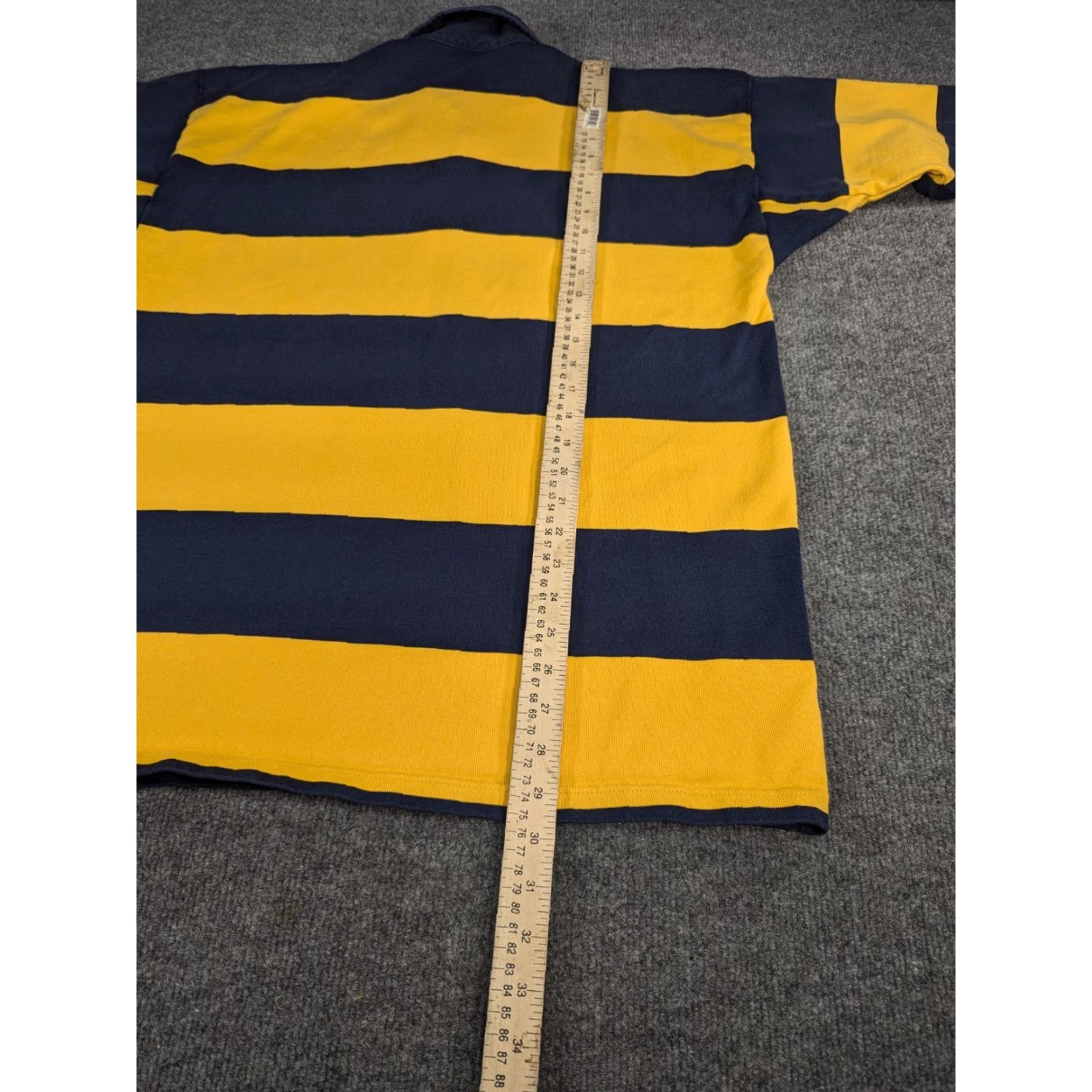 Barbarian VINTAGE Barbarian Rugby Cal Berkeley Polo Shirt Mens L Blue And Yellow 100% Cotton Knit Striped Cal Berkeley Heavy Size Large Size US L / EU 52-54 / 3 - 6 Thumbnail