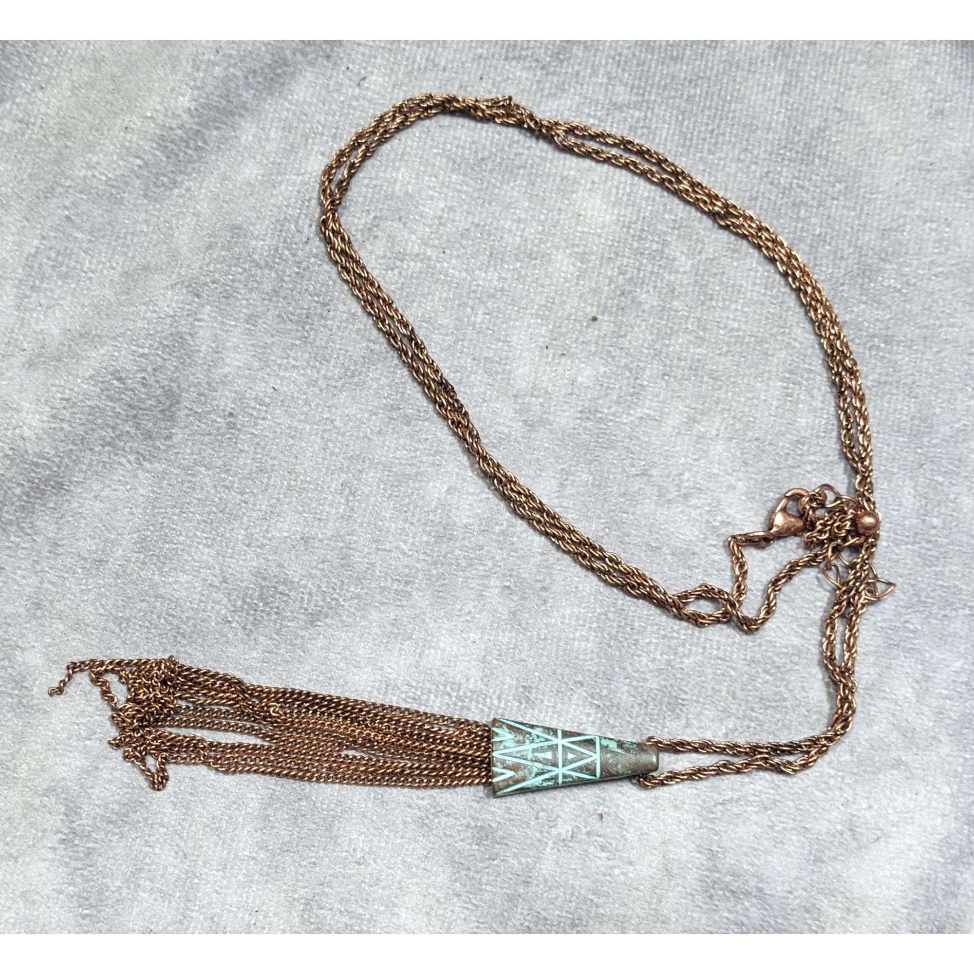 Other Bohemian Copper Tone Southwestern Patterned Tassel Necklace Size ONE SIZE - 7 Thumbnail