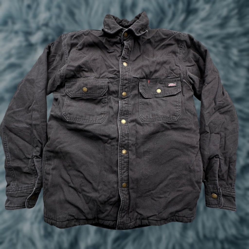 Dickies Dickies Plaid Lined Canvas Snap Button Work Shirt Jacket Shacket Mens Small Black Size US S / EU 44-46 / 1 - 1 Thumbnail