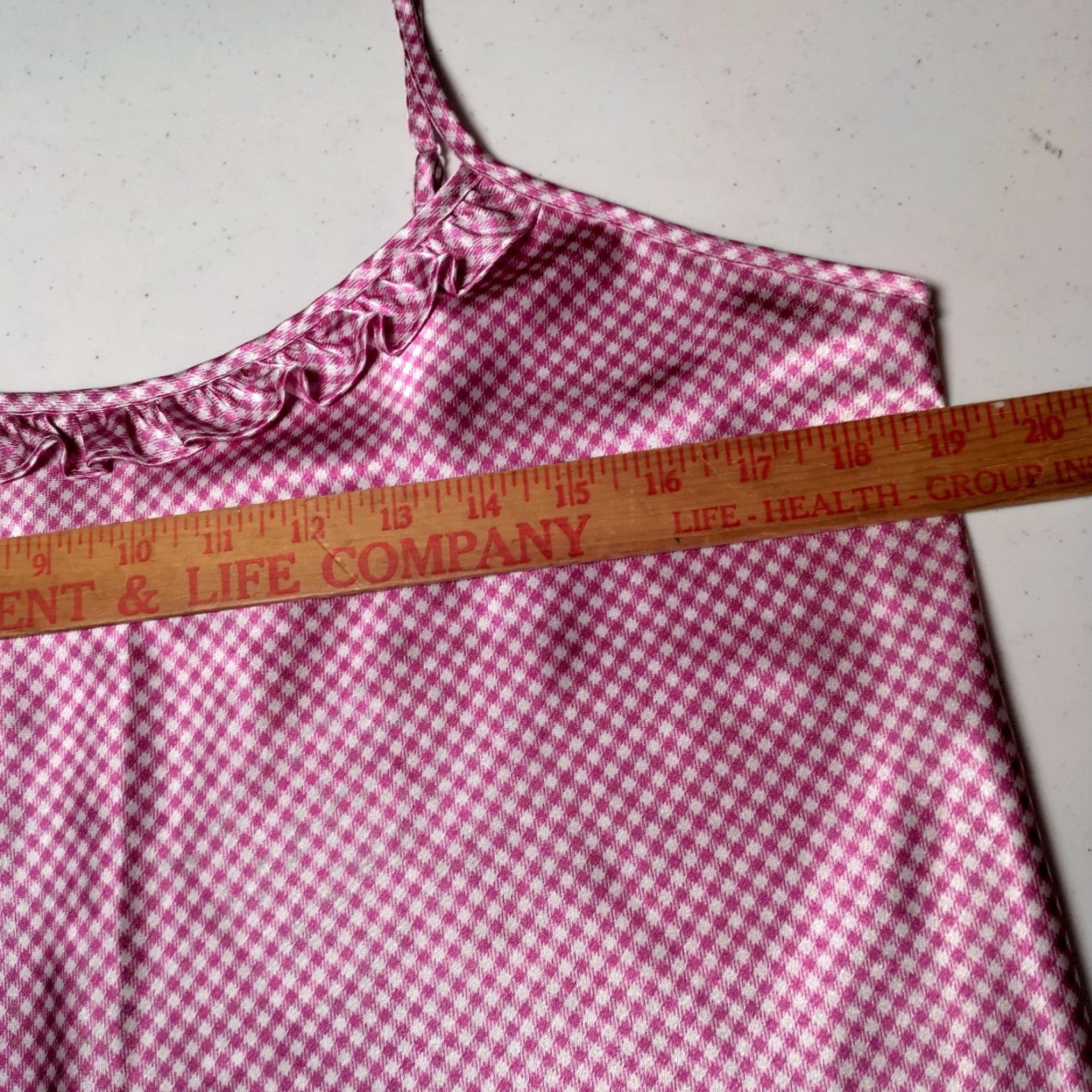Vintage VINTAGE Jacklyn Smith Nightgown Sleeveless Large Purple White Gingham Check Plaid Satin Polyester Chemise Intimate Size ONE SIZE - 4 Thumbnail