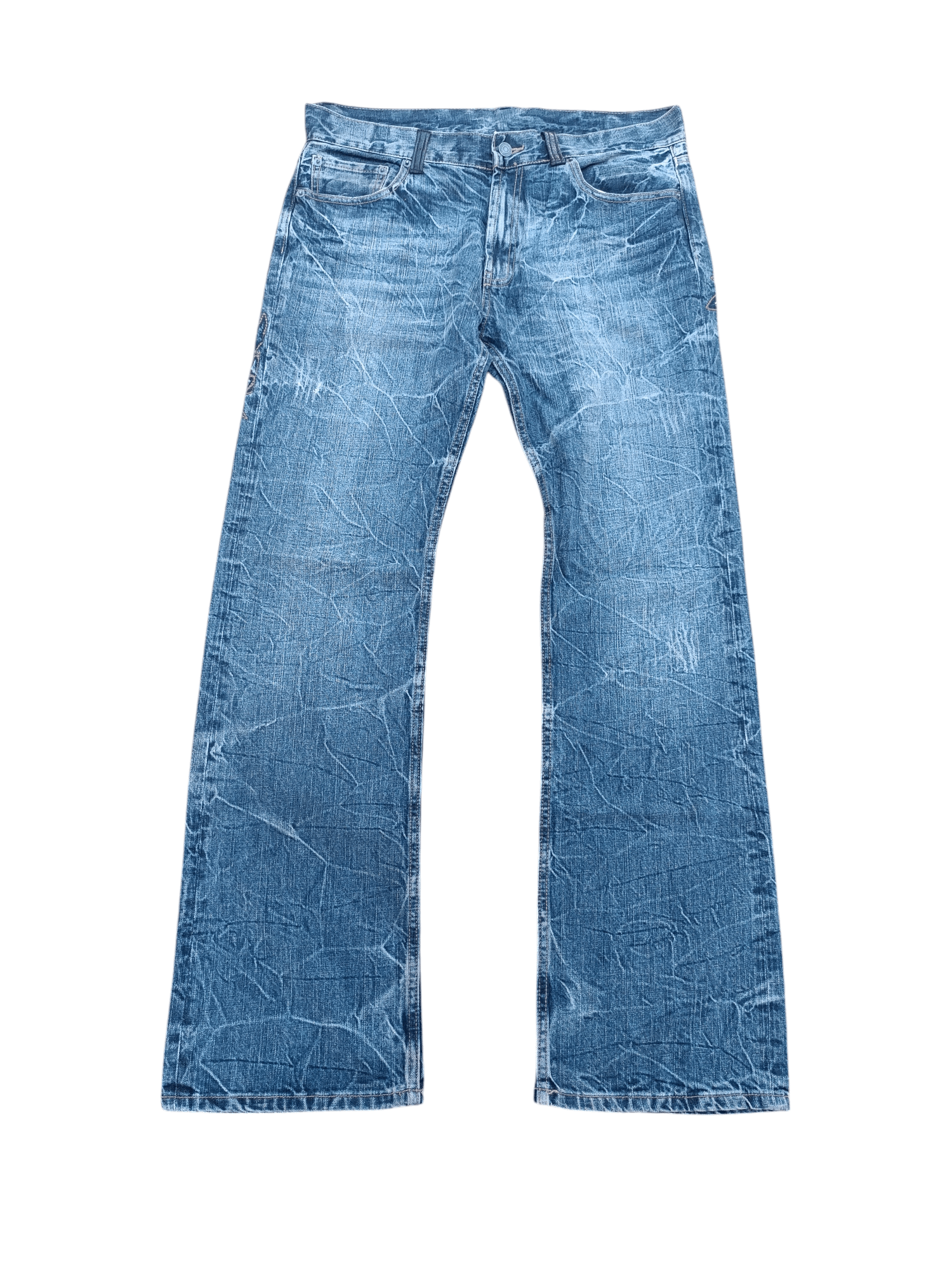 Japanese Brand × Tornado Mart RARE 💥 JAPANESE BRAND WHISKERS DISTRESSED EMBROIDERY DENIM Size US 34 / EU 50 - 2 Thumbnail
