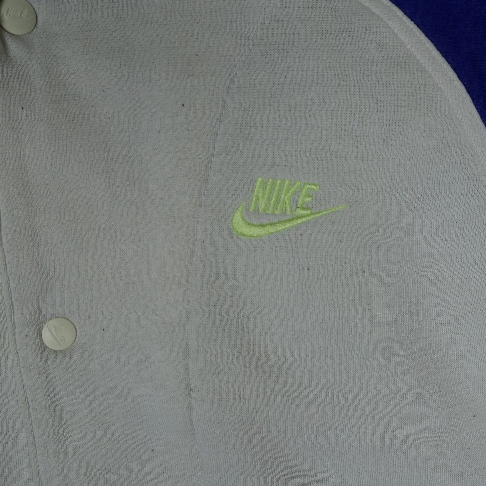 Nike VINTAGE Nike Jacket Mens M White Bomber Varsity Sweatshirt 1980s M Jacket USA 80s Mens Size US M / EU 48-50 / 2 - 2 Thumbnail