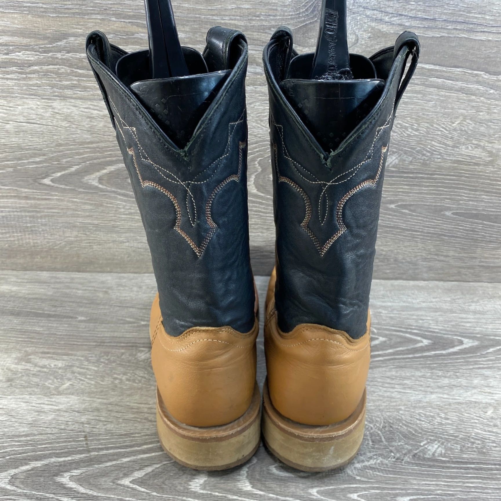 Vintage VINTAGE Laredo Mens 10.5 Brown Leather Cowboy Boots Round Toe Western Crepe Sole USA VTG Size US 11 / EU 44 - 7 Thumbnail