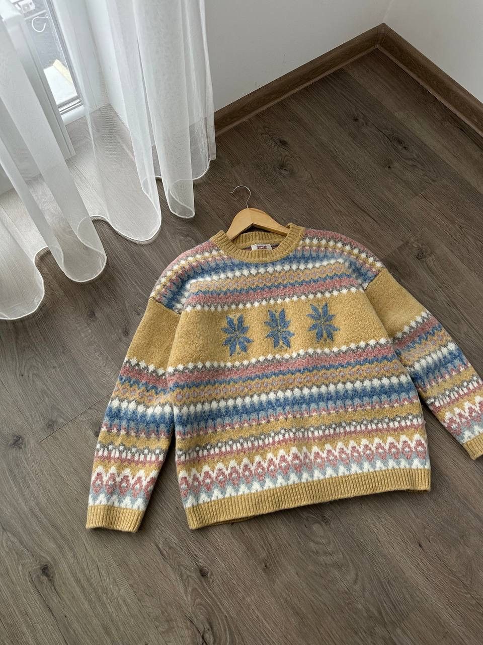 Other UK × Vintage Vintage Sisley Pure Mohair Wool Warm Yellow Sweater Size US M / EU 48-50 / 2 - 6 Thumbnail