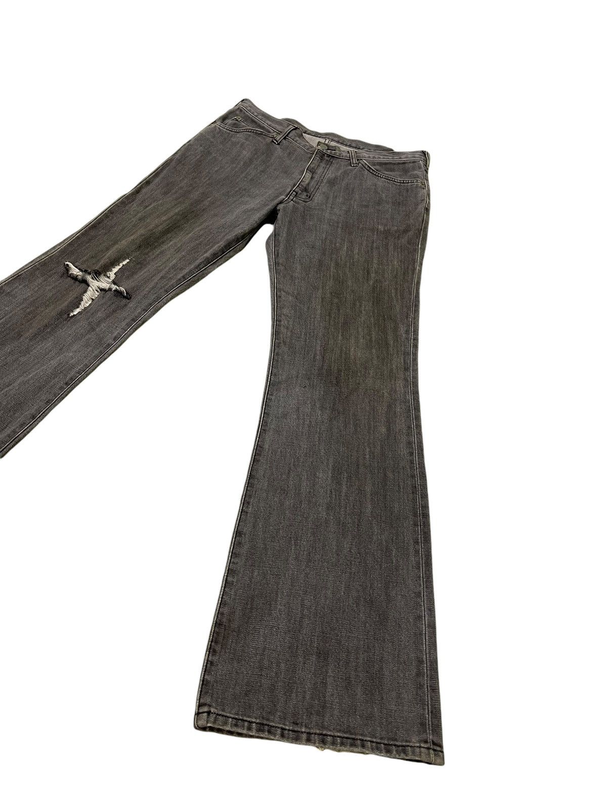 Japanese Brand Flare Jeans Wrangler Japan Faded Distress Boot Cut 8🟦9 Size US 34 / EU 50 - 3 Thumbnail