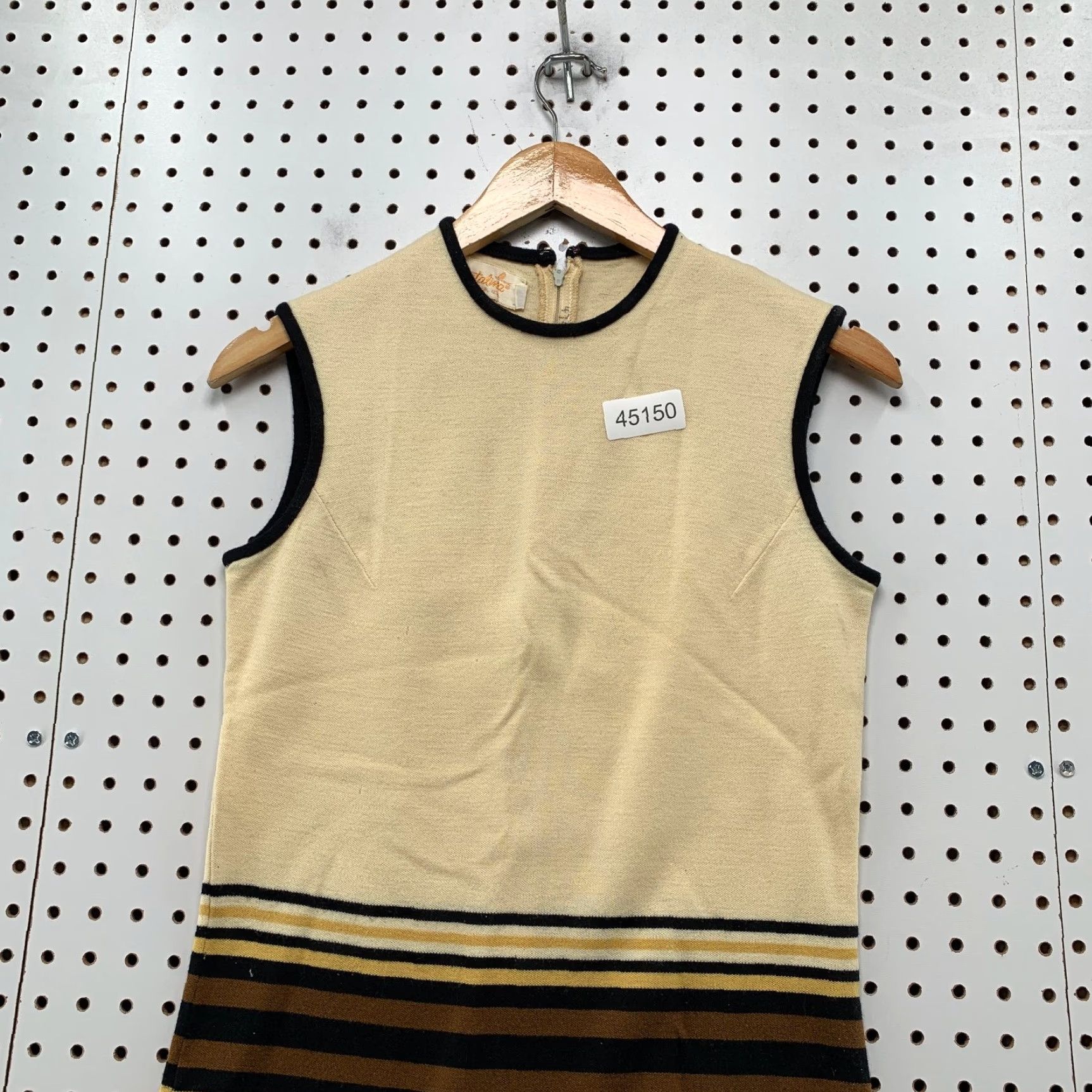 Catalina VINTAGE Catalina Sweater Vest Womens M Beige Striped Crew Neck Back Zip 7/8 Knit 60s 70s Winter Fall Mens Womens Boys Girls Size M / US 6-8 / IT 42-44 - 2 Thumbnail