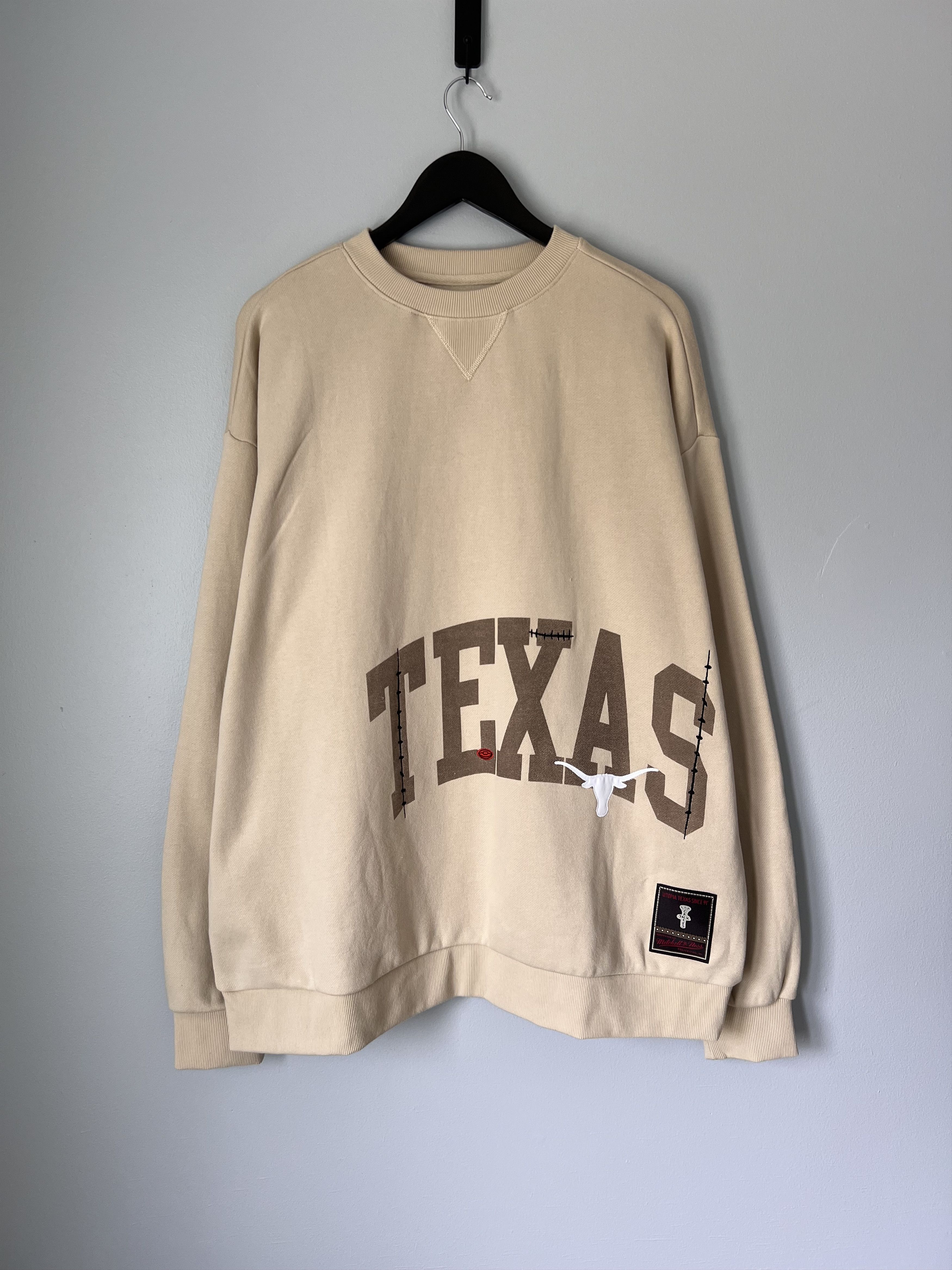 image of Mitchell Ness x Travis Scott Mitchell & Ness Texas Pullover Sweatshirt in Tan, Men's (Size XL)