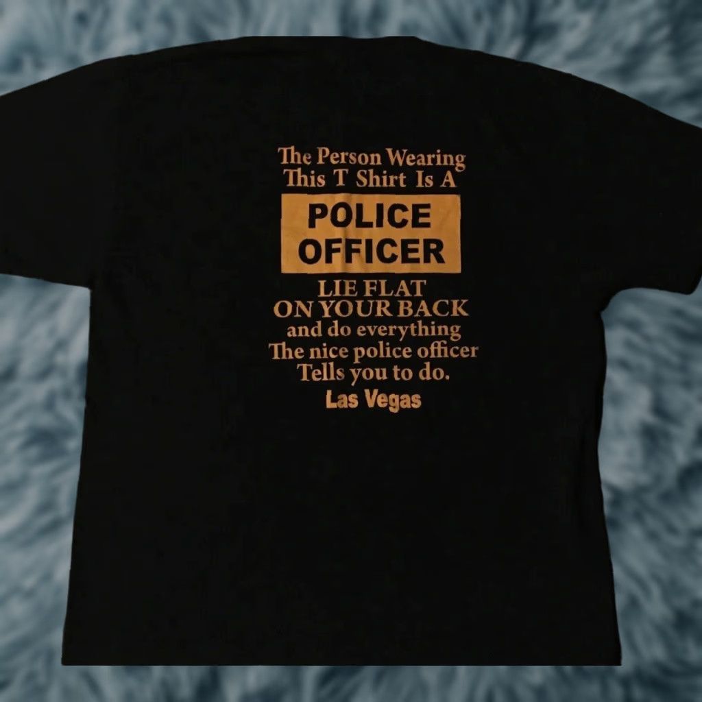 Vintage VINTAGE Police Officer Lie On Your Back Las Vegas Shirt 2XL Black Mens T-Shirt Funny Cop 90s Humor Bar Joke Sports USA Hip Hop Size US XXL / EU 58 / 5 - 1 Thumbnail