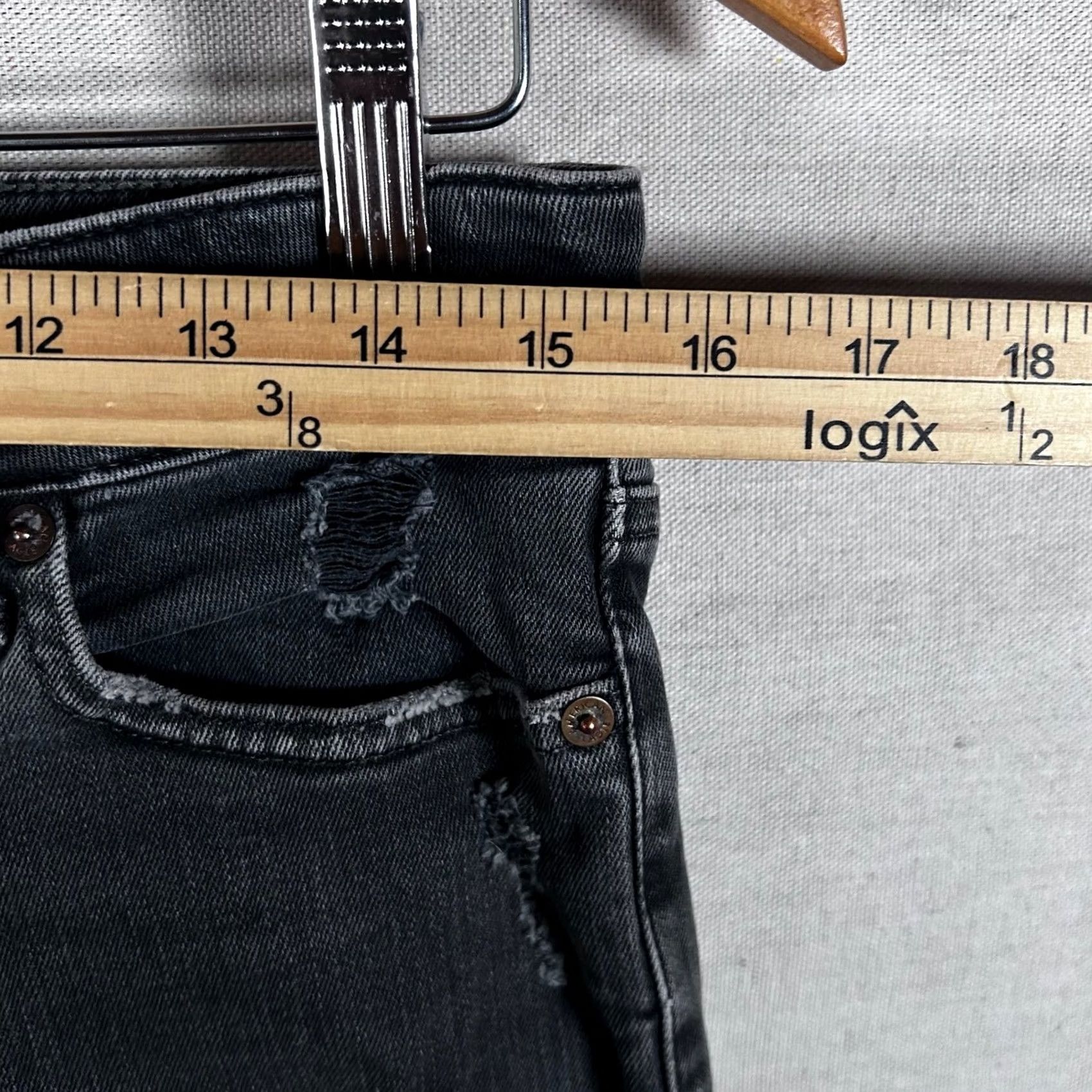 American Eagle Outfitters American Eagle Jeans Next Level Flex Skinny Mens 30x30 Black Distressed Ripped Jeans Size US 30 / EU 46 - 5 Thumbnail