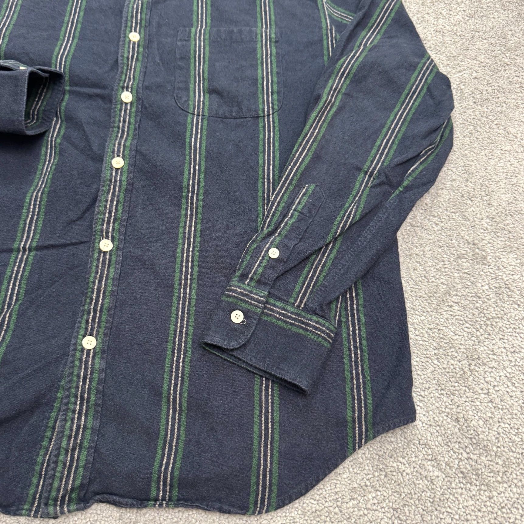 Zara VINTAGE? No. Zara Button-Up Shirt Mens XL Striped Flannel Cotton Blue Green Casual Long Sleeve Fall Spring Winter 50 in Chest Regular Mens Size US XL / EU 56 / 4 - 6 Thumbnail