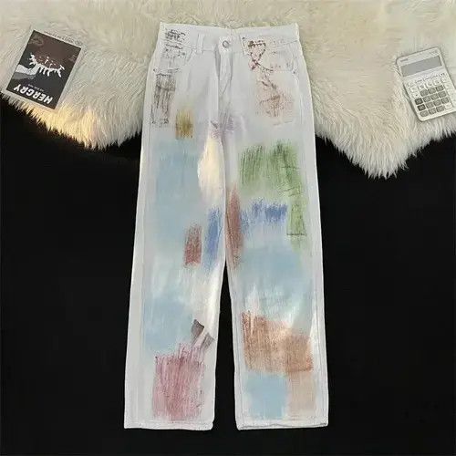Jean Colorful Graffiti Straight Jeans Size US 32 / EU 48 - 1 Thumbnail